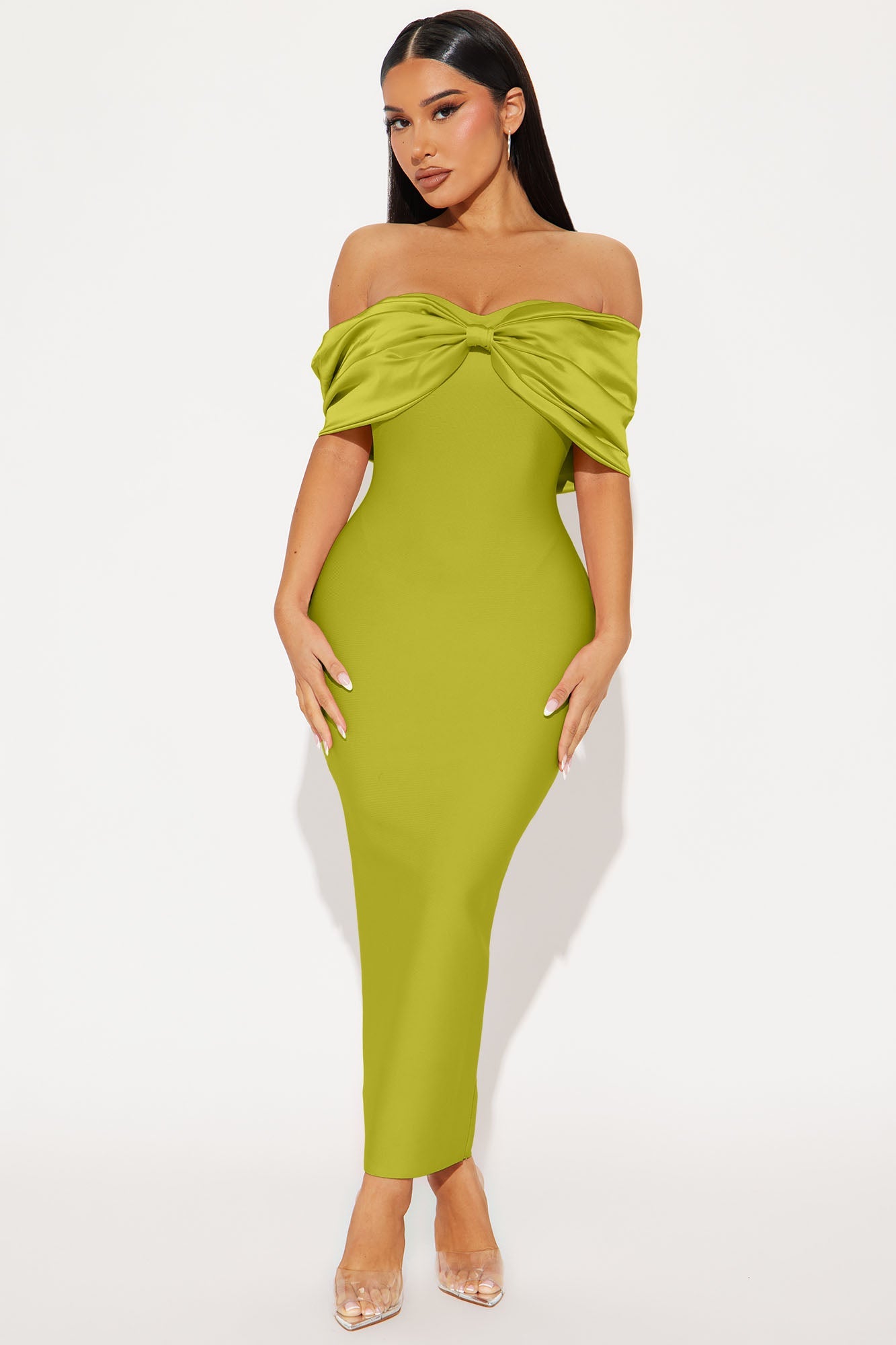 Pretty Privilege Bandage Midi Dress - Chartreuse