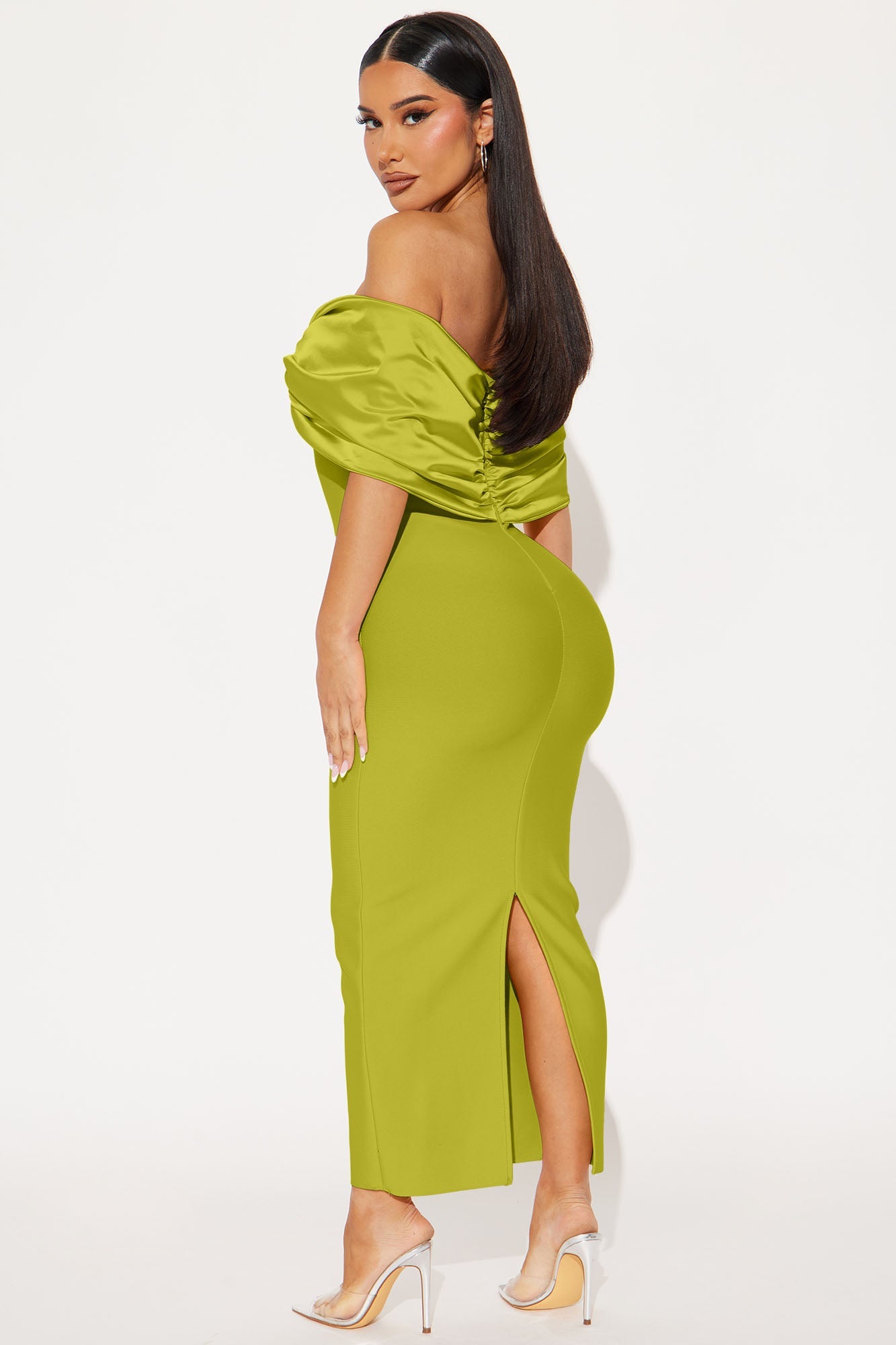 Pretty Privilege Bandage Midi Dress - Chartreuse