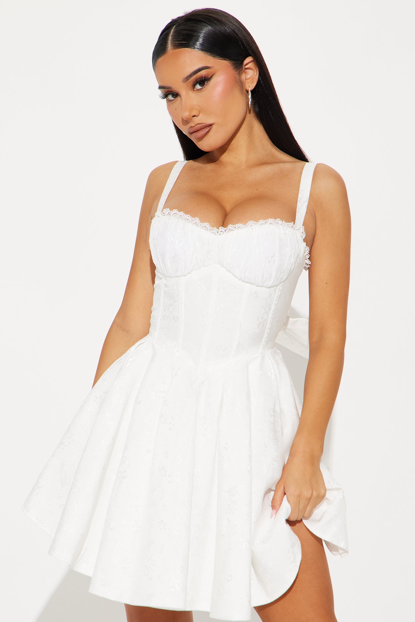 Dorella Pleated Corset Mini Dress - White