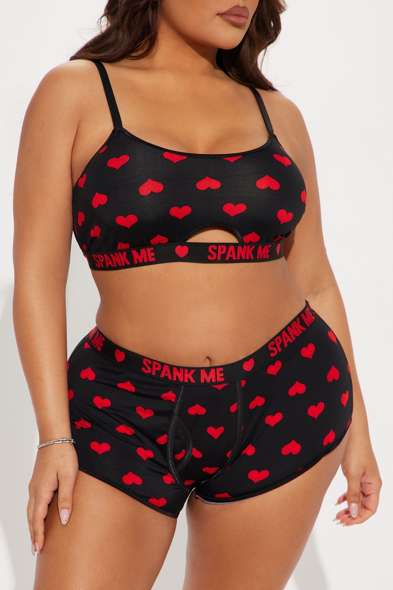 Kayla Heart Breaker Boxer 2 Piece Set - Black/Red