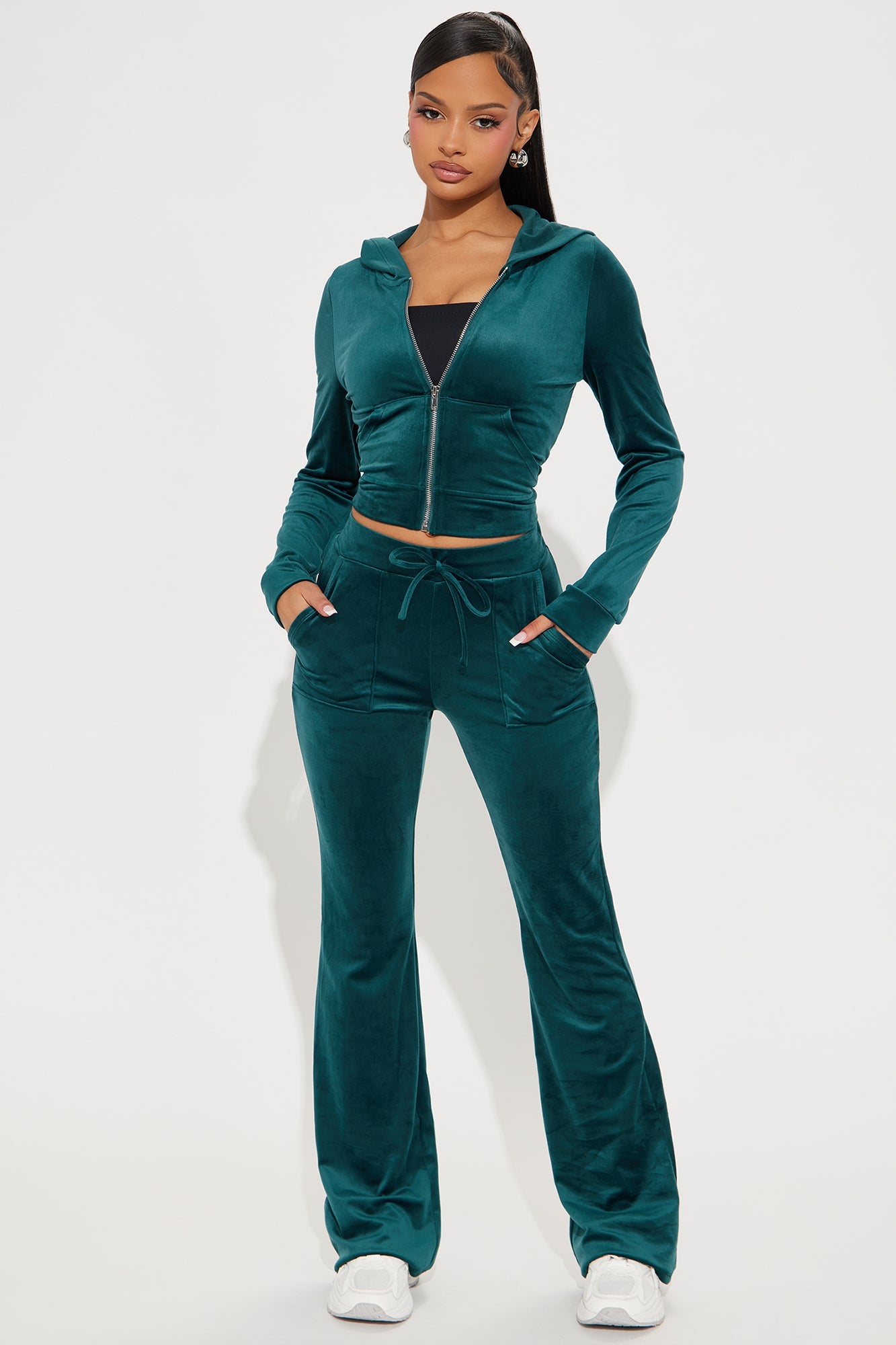 My Go To Velour Pant Set - Hunter