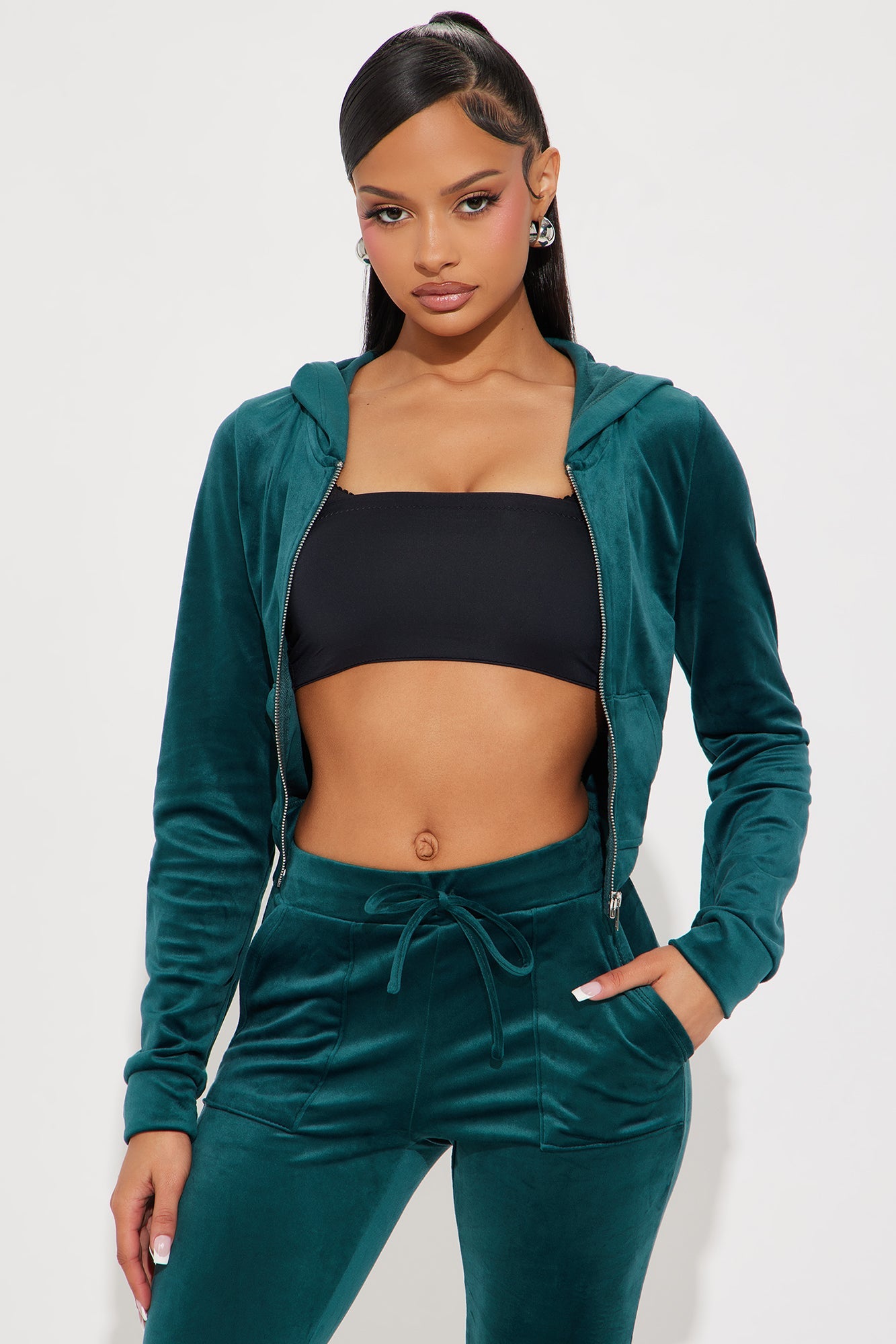 My Go To Velour Pant Set - Hunter