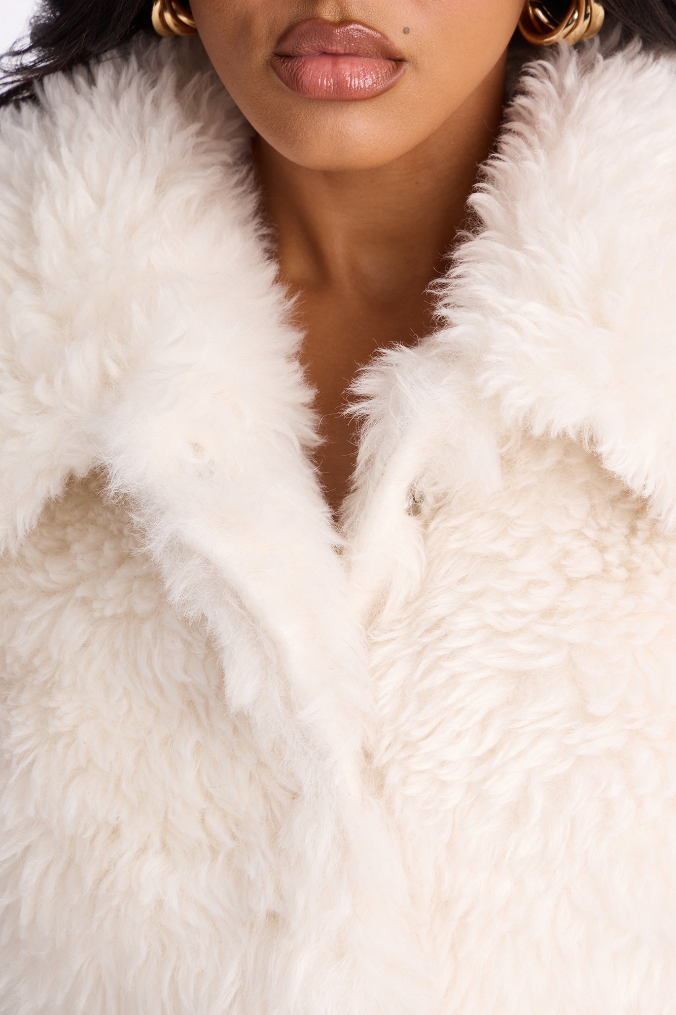 Lyla Cropped Sherpa Coat - Ivory
