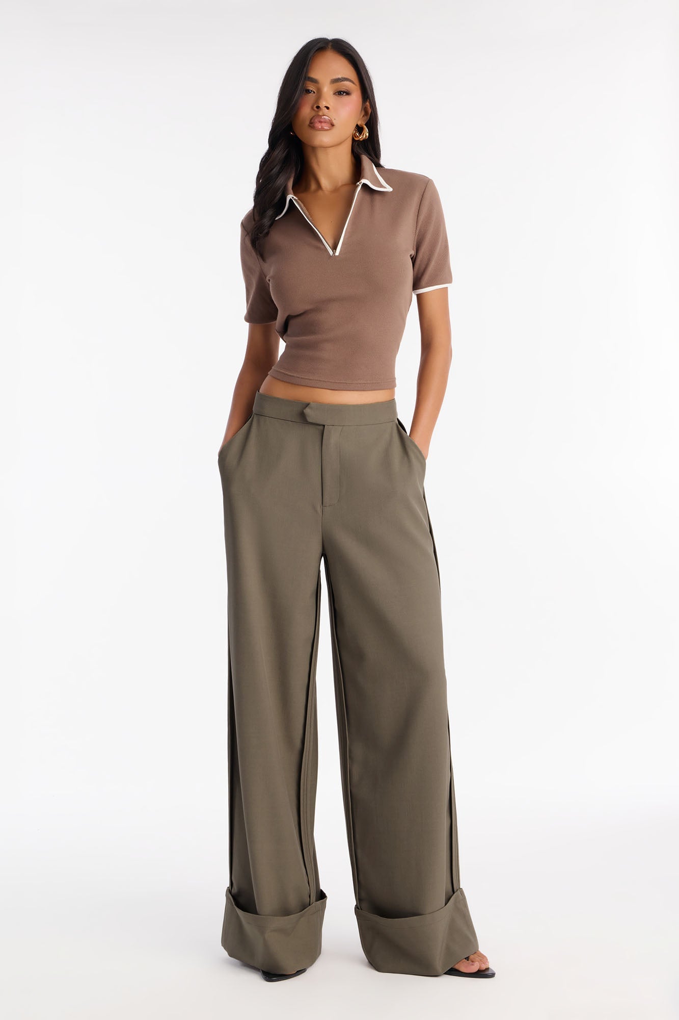 Executive Decisions Cuffed Trouser Pant 32″ - Olive