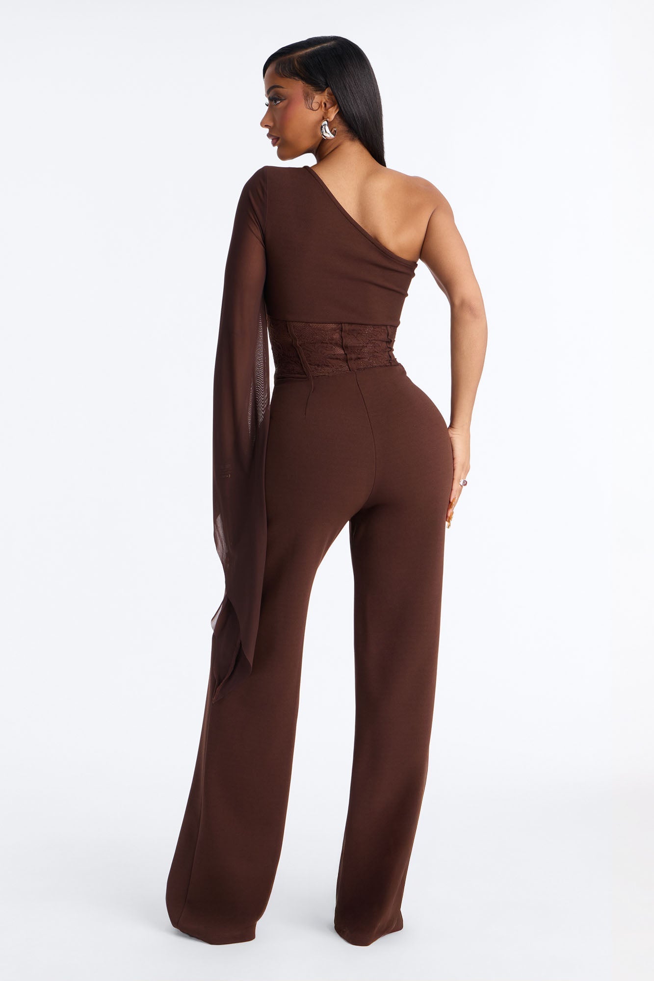 Chloe Lace Corset Jumpsuit - Mocha