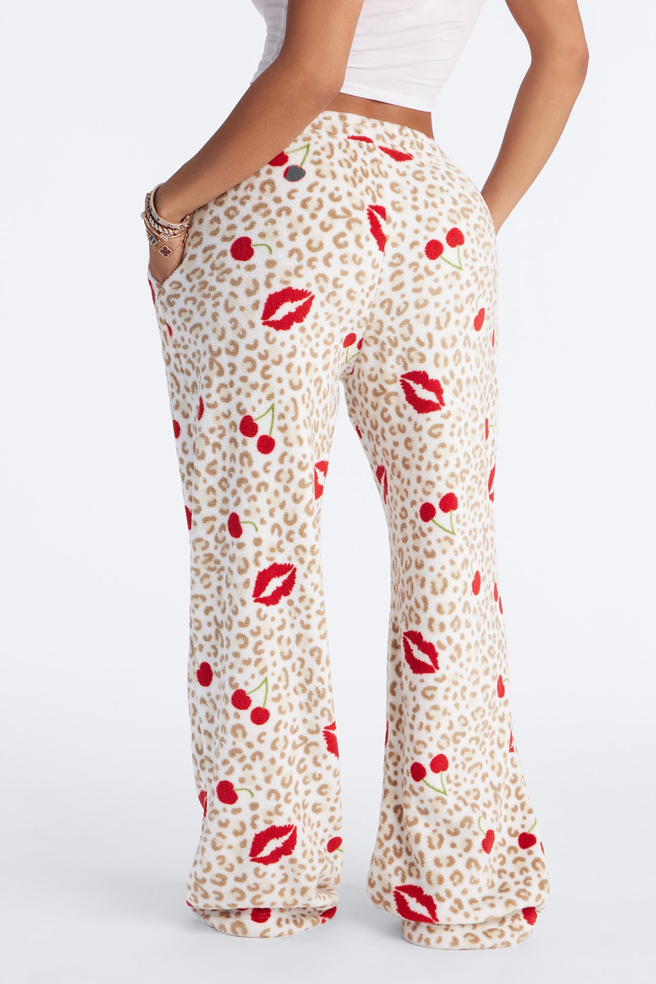 Wild Kisses Plush PJ Pants - White/combo