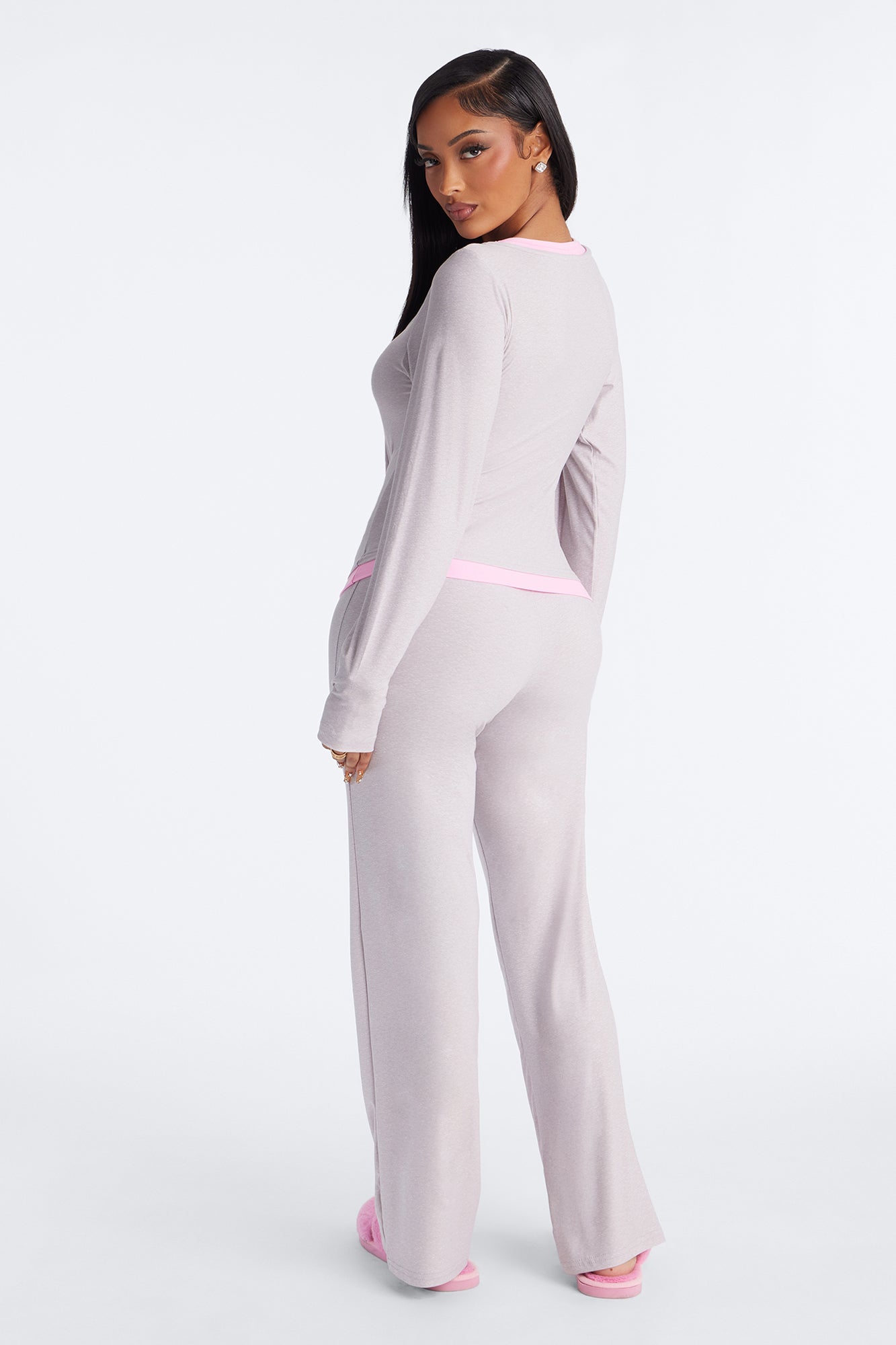Ready For Bed Long Sleeve PJ Pant Set - Heather Grey