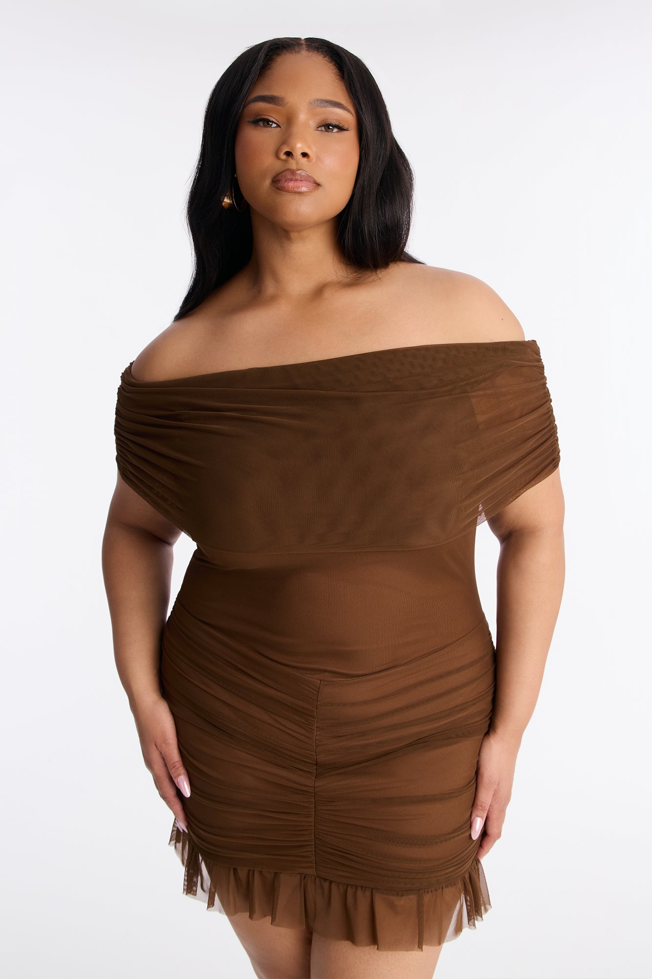 Lovely Day Mesh Mini Dress - Brown