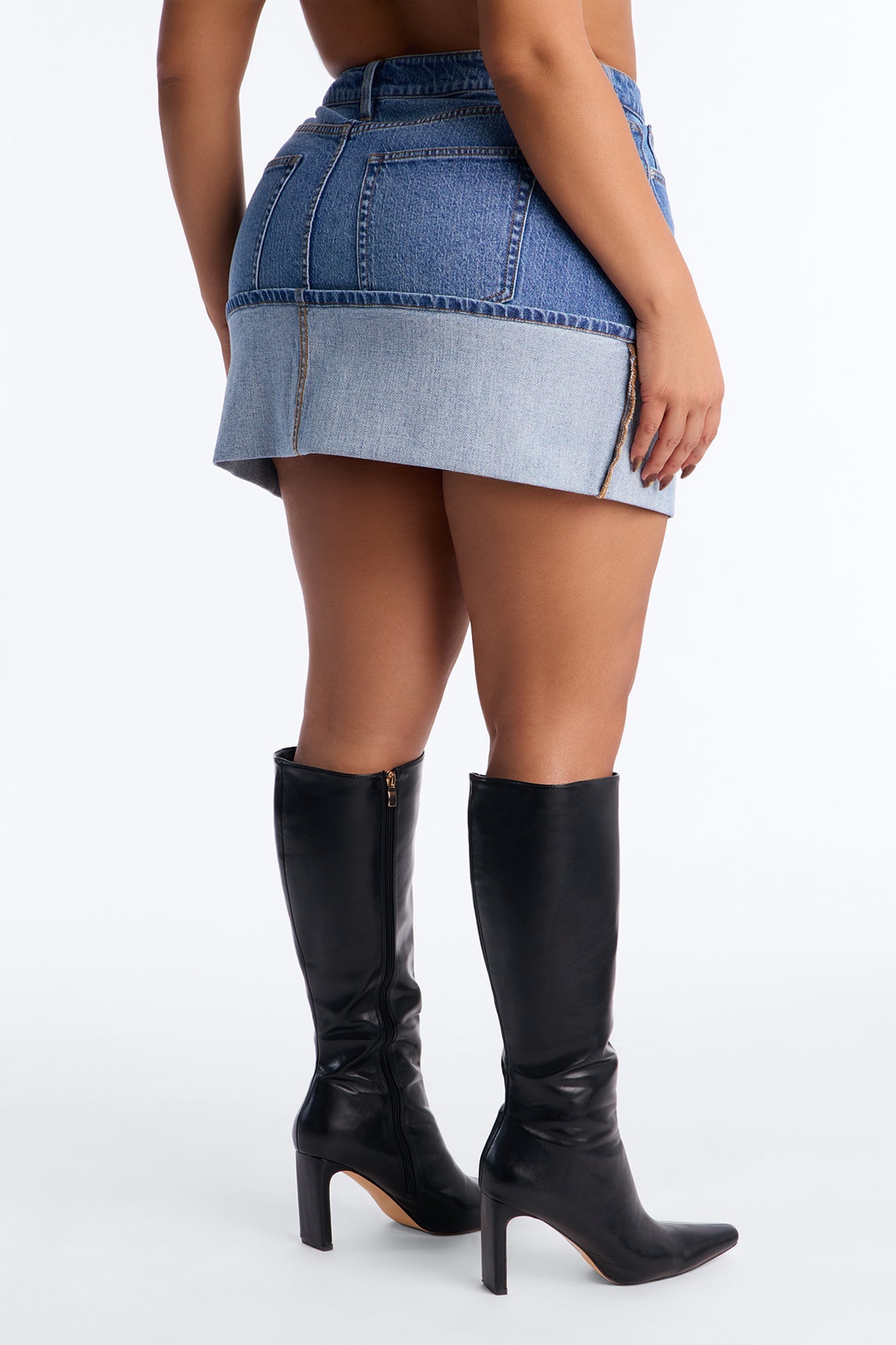 Alena Oversized Cuffed Hem Denim Mini Skirt - Medium Wash