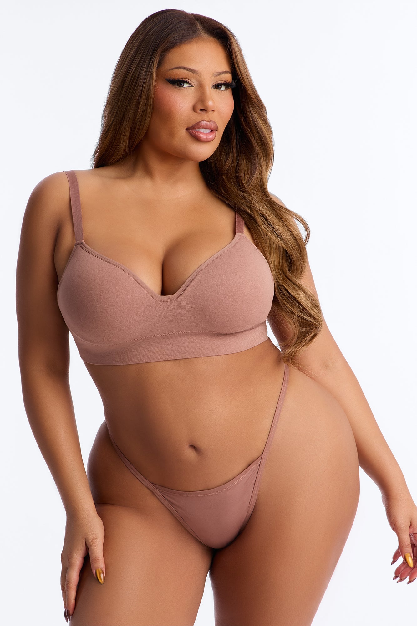 Close For Comfort Seamless Wireless Deep Plunge Bra - Mocha