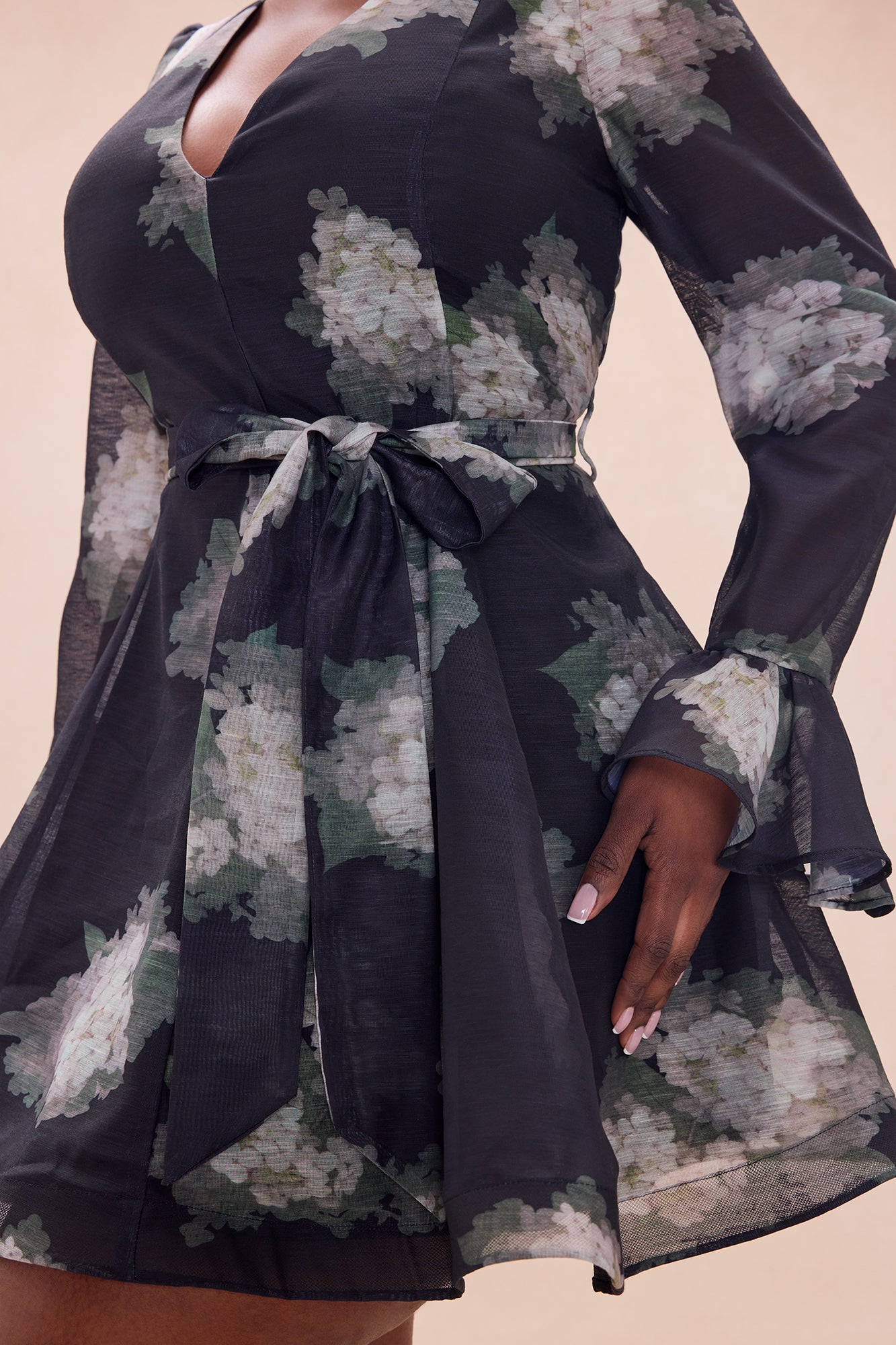 Colette Ruffle Sleeve Organza Mini Dress - Black/combo
