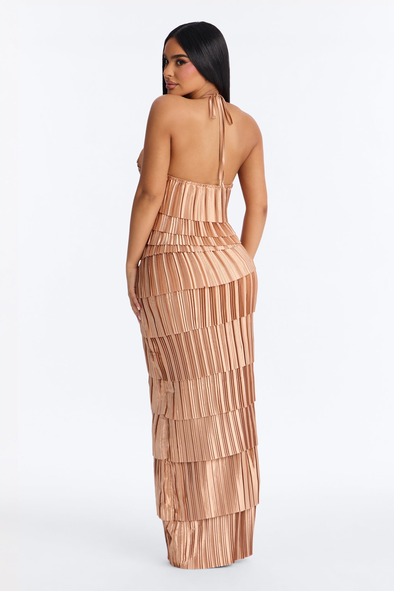 Tier And Now Plisse Maxi Dress - Sand