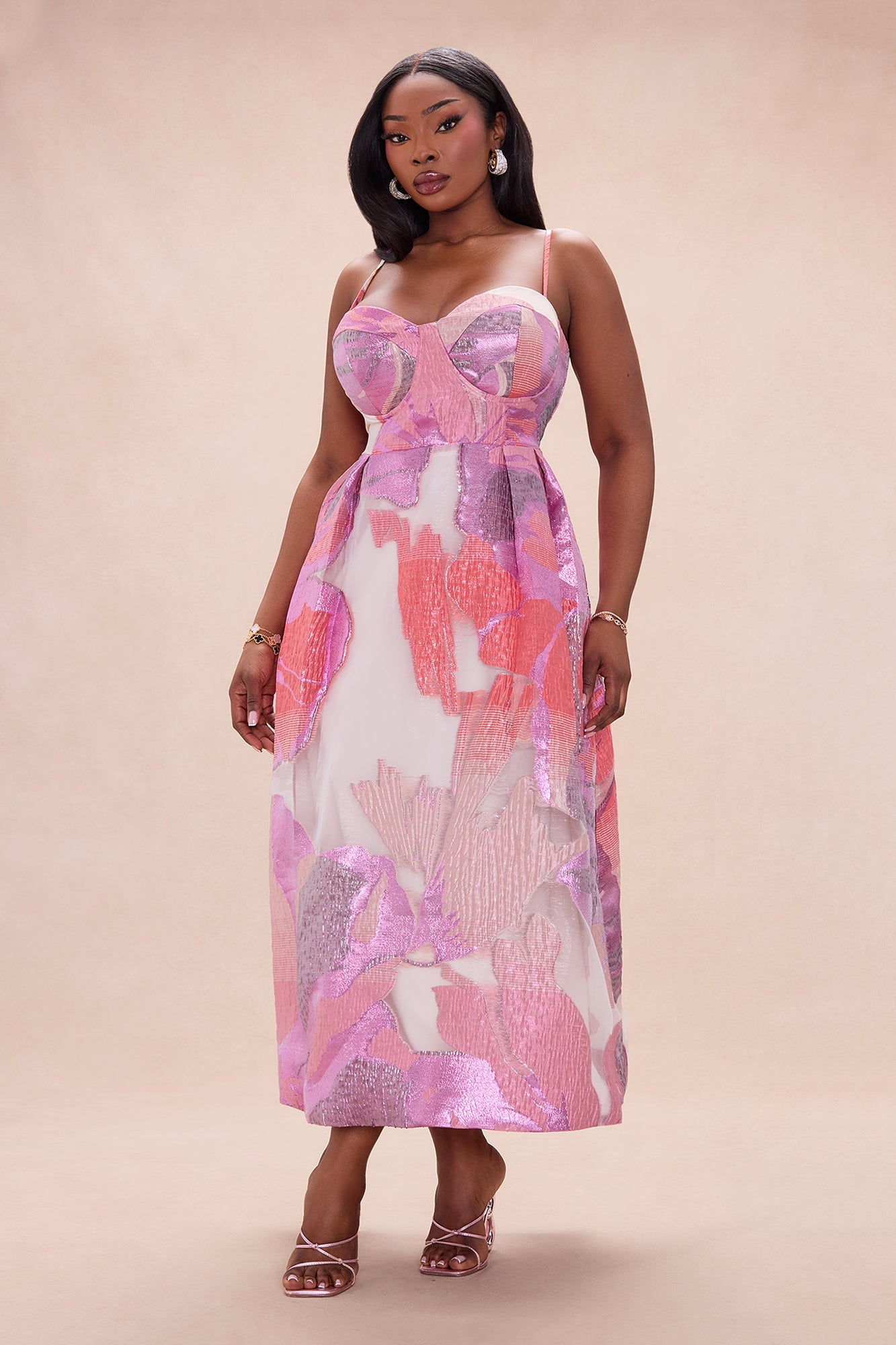 Soft Era Jacquard Midi Dress - Purple/combo