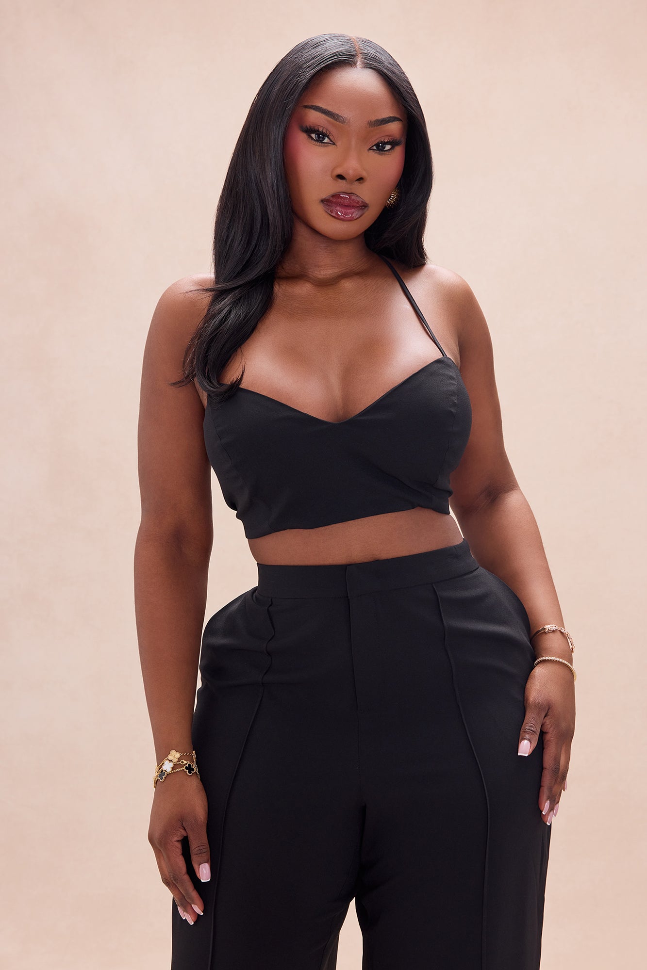 Forever Yours Chiffon Pant Set - Black