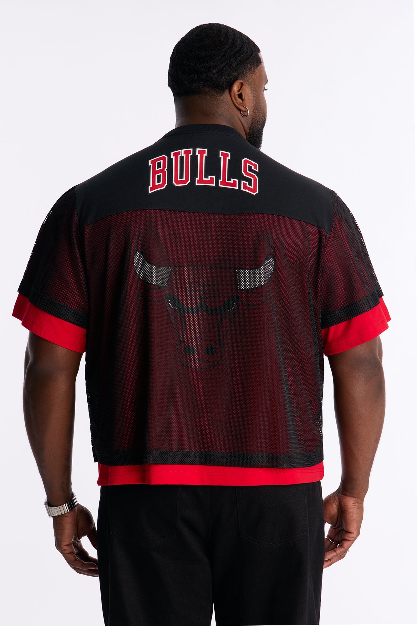 Bulls Lay Up Jersey Mesh Top - Black