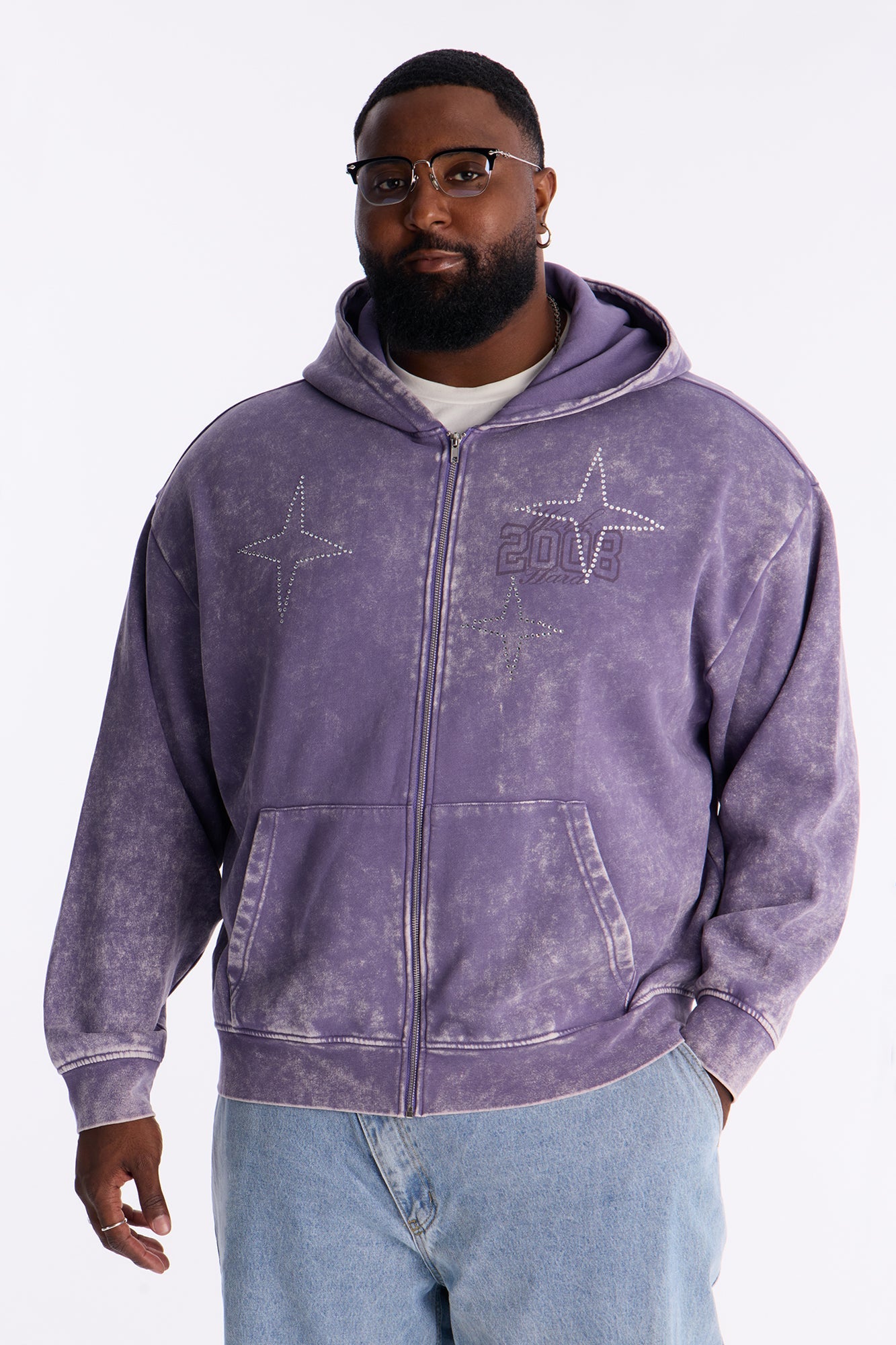 MVP Rhinestone Zip Hoodie - Lavender