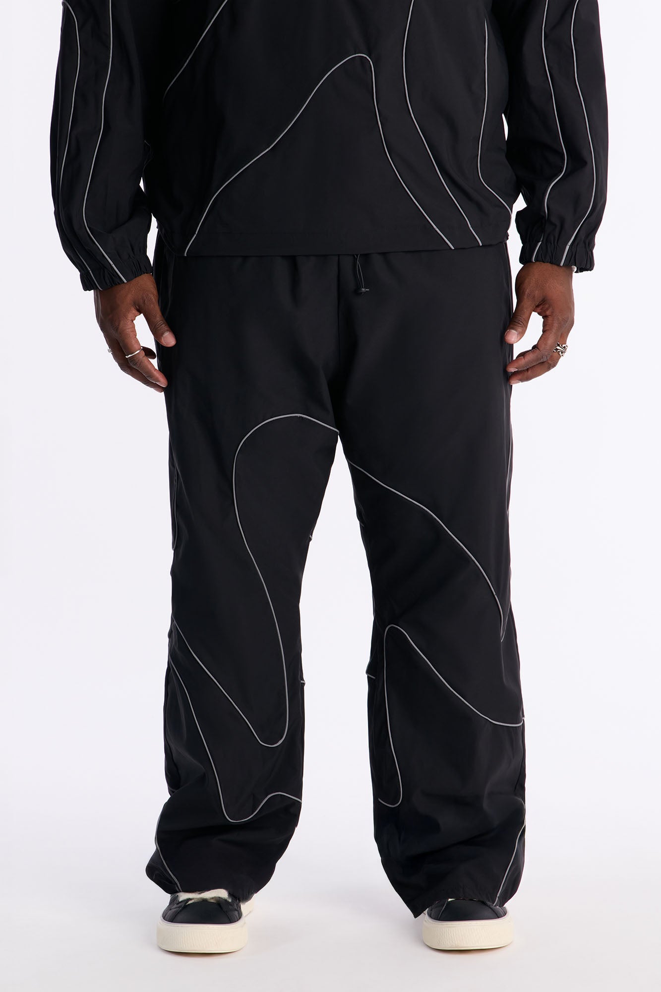 Straight Futuristic Mode Track Pant - Black