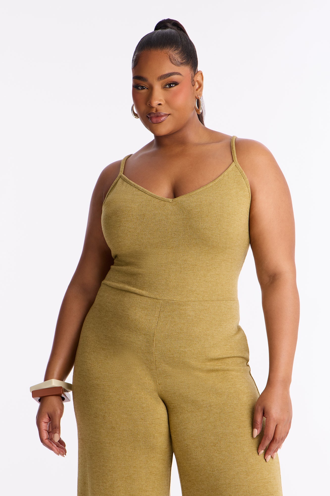 Cozy Sunday Wide Leg 2 Piece Jumpsuit - Olive