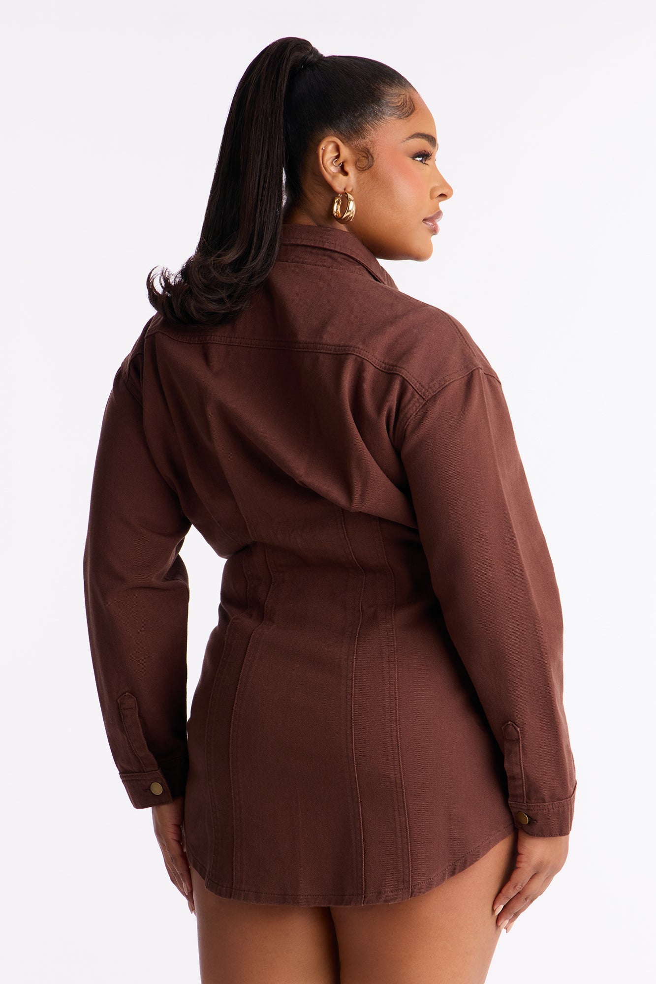 Alessandra Denim Mini Dress - Chocolate