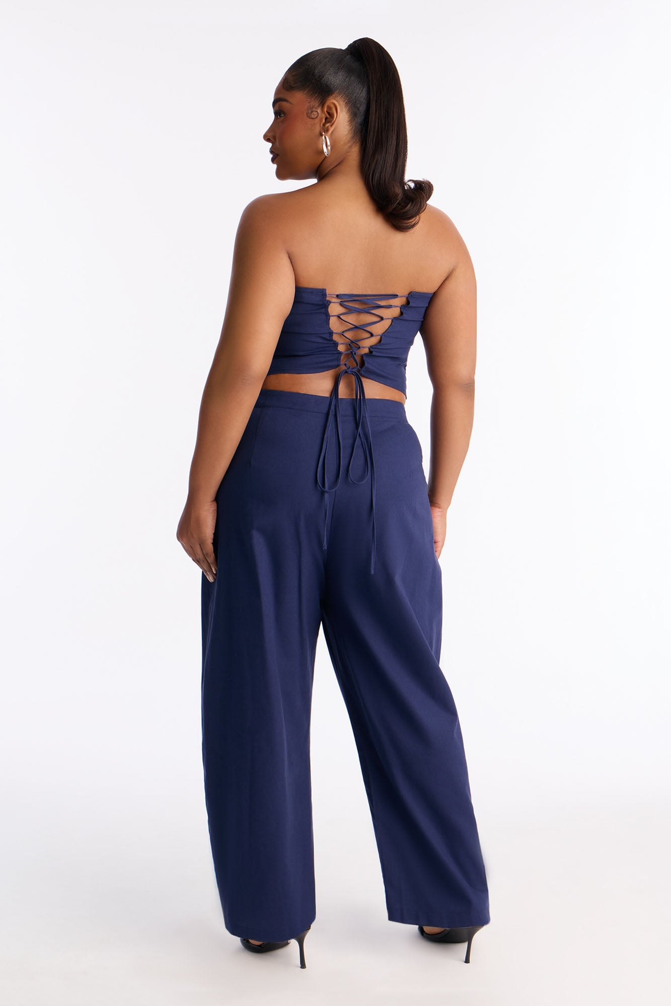 Laurie Strapless Barrel Pant Set - Navy
