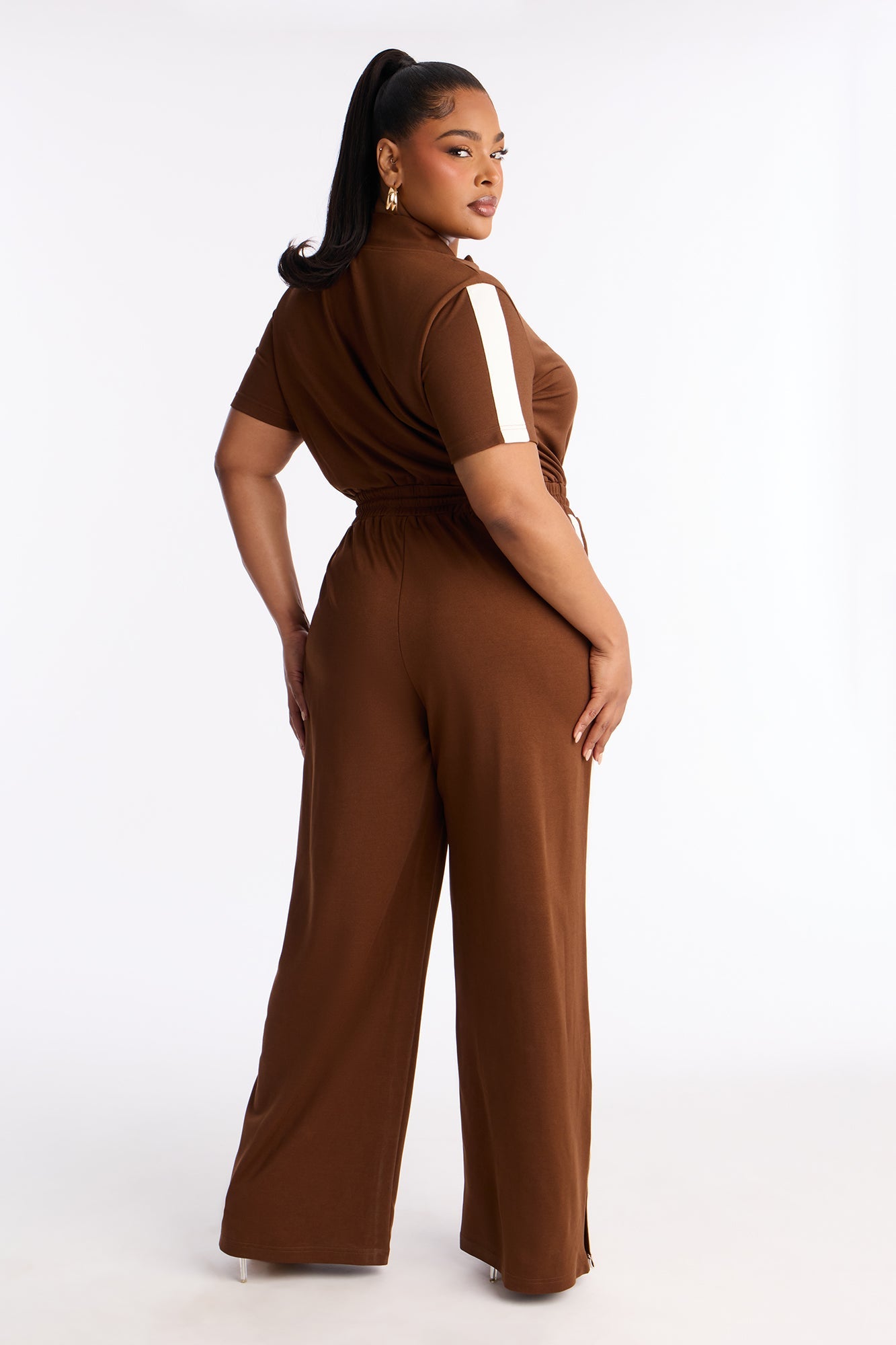 Lianna Short Sleeve Jumpsuit - Brown