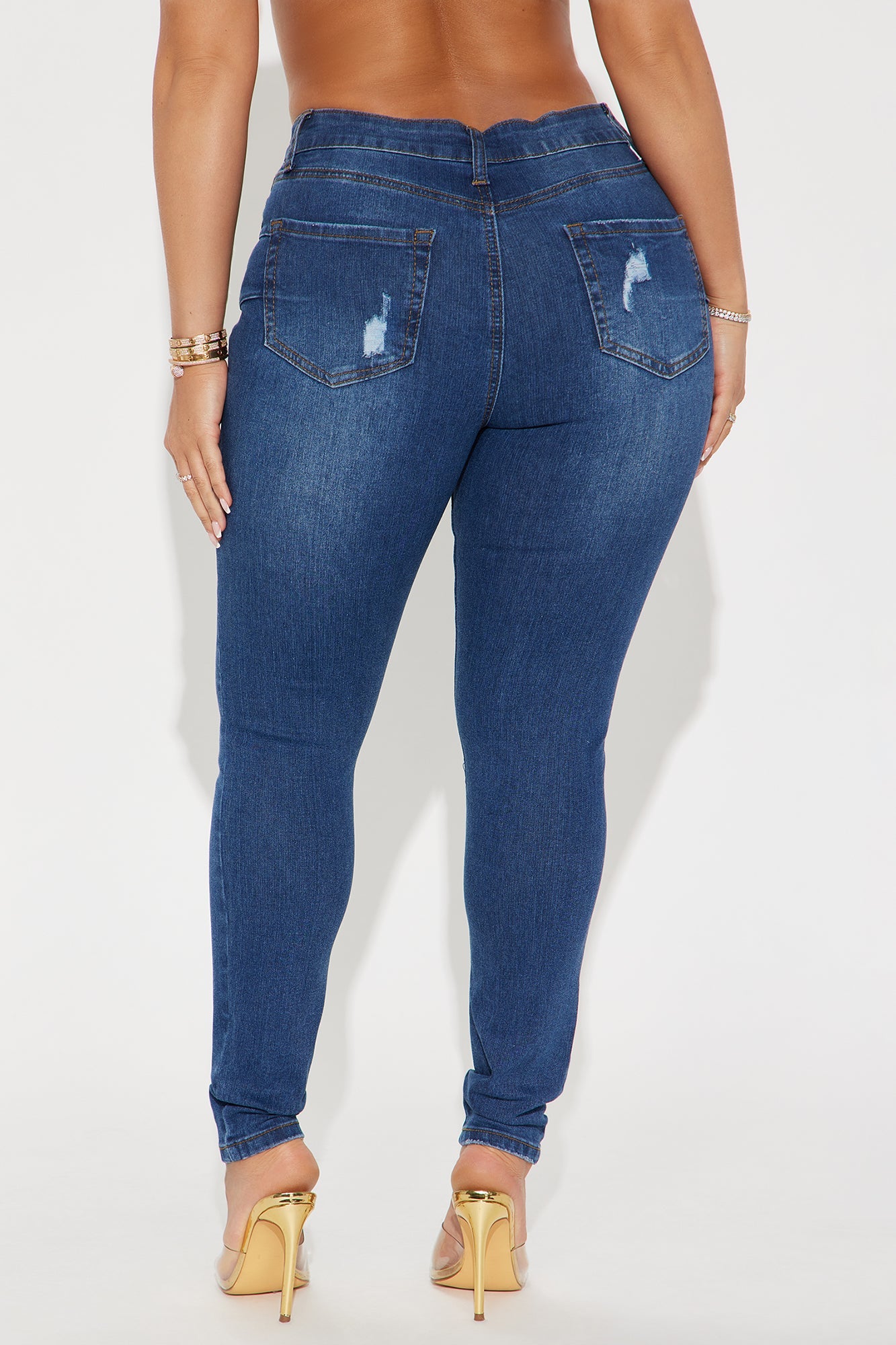 Got Spunk Destroyed High Stretch Skinny Jean - Dark Wash