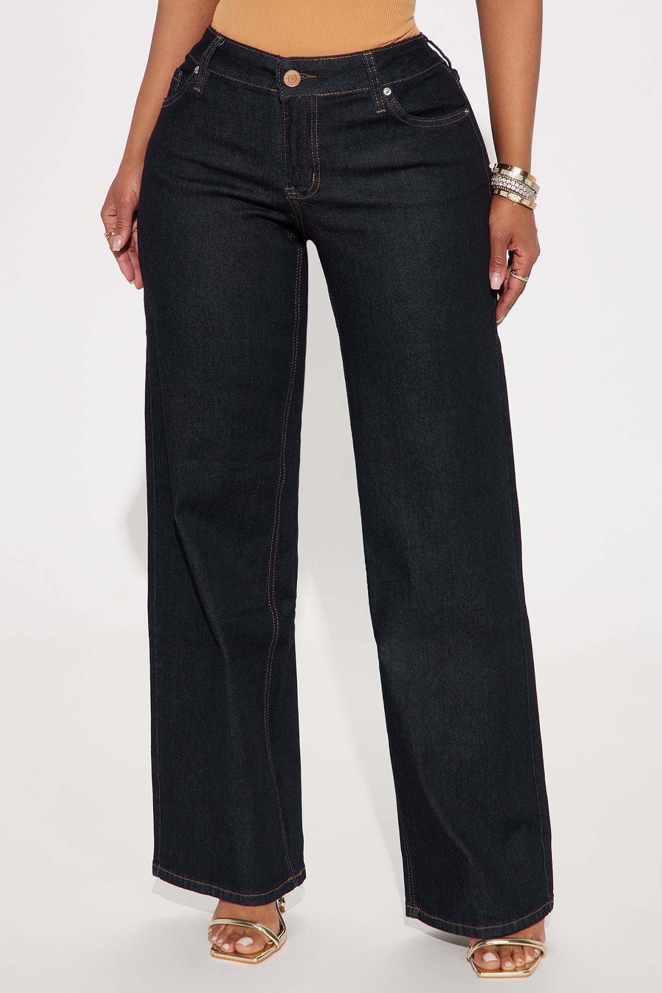 Penelope Low Rise Loose Wide Leg Jeans - Dark Wash