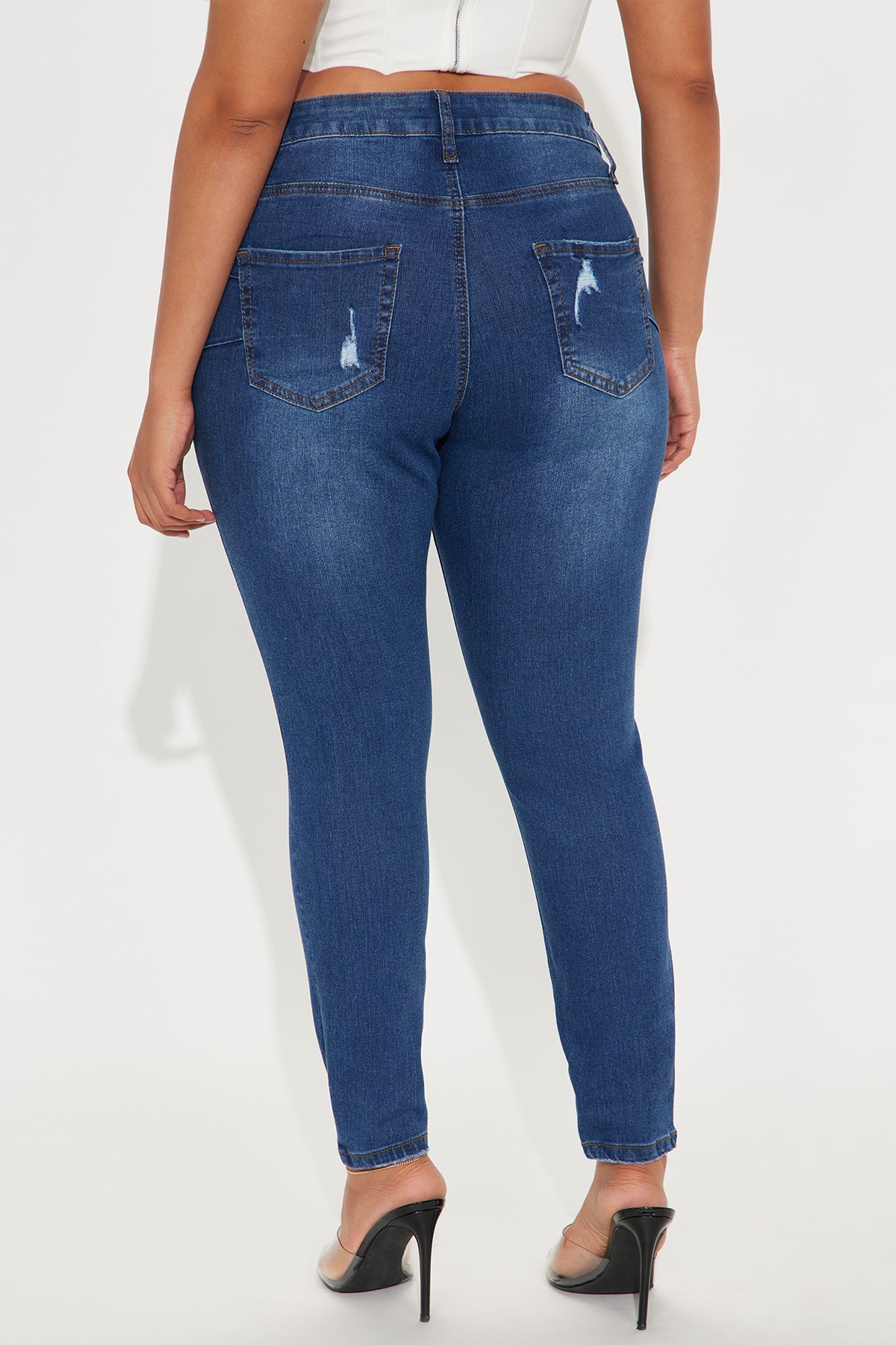 Got Spunk Destroyed High Stretch Skinny Jean - Dark Wash
