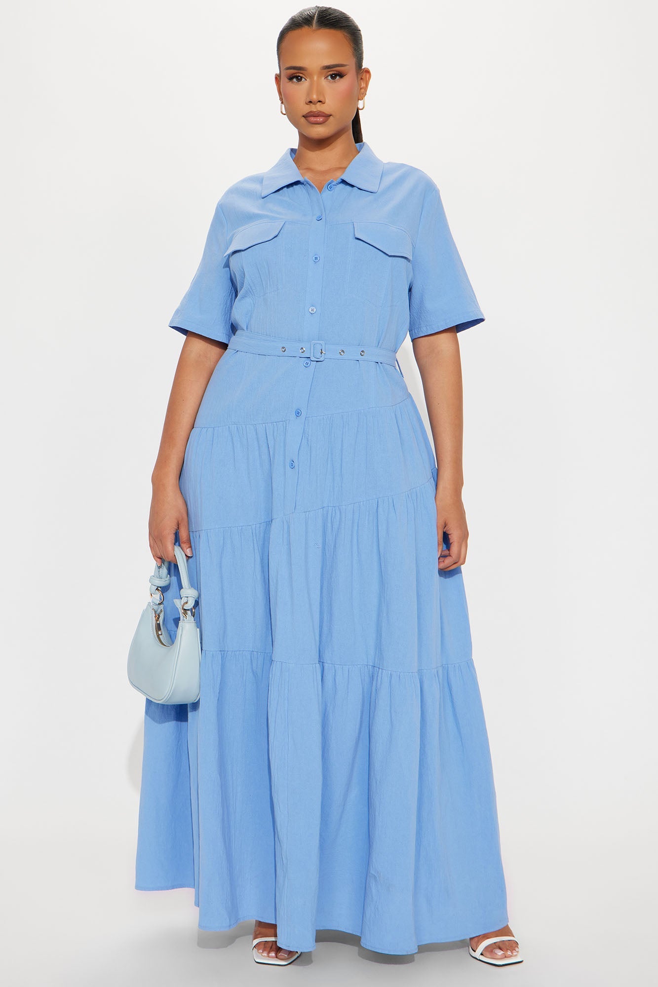 Julia Maxi Shirt Dress - Blue
