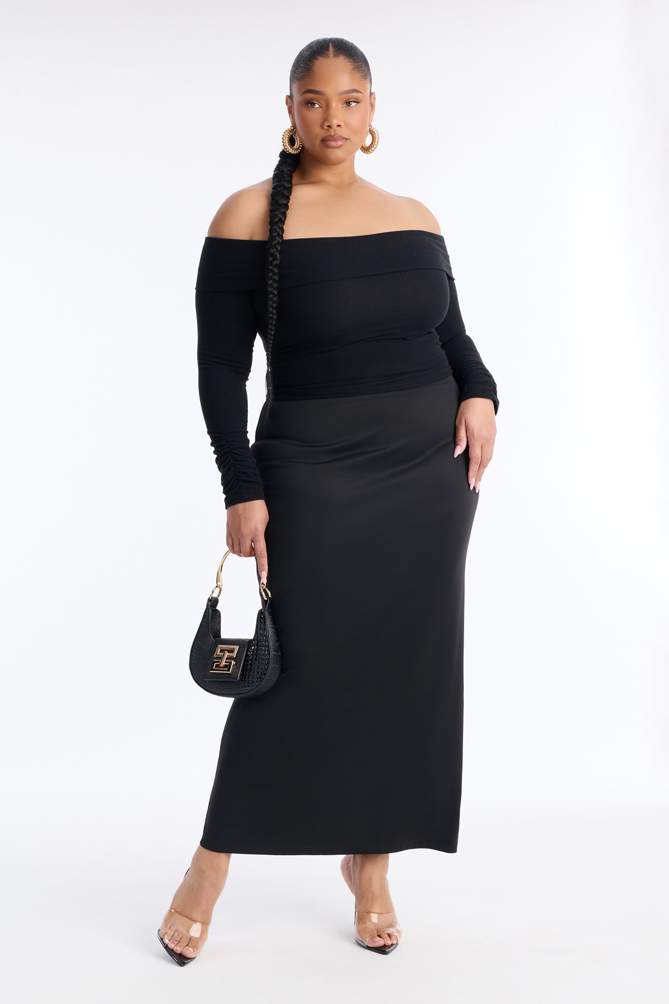 Danielle Scuba Column Maxi Skirt - Black