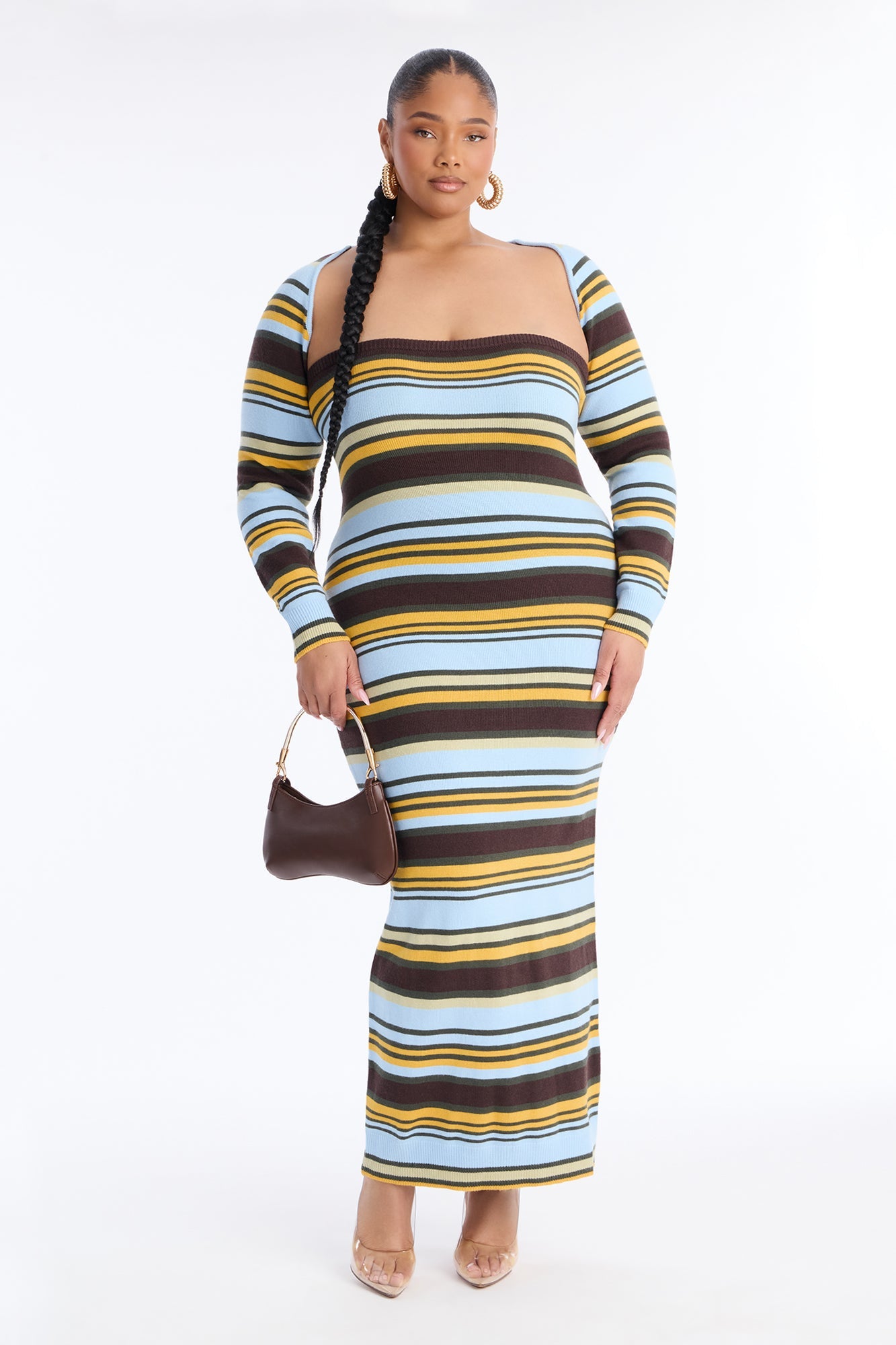 Total Vibe Sweater Maxi Dress Set - Blue/combo