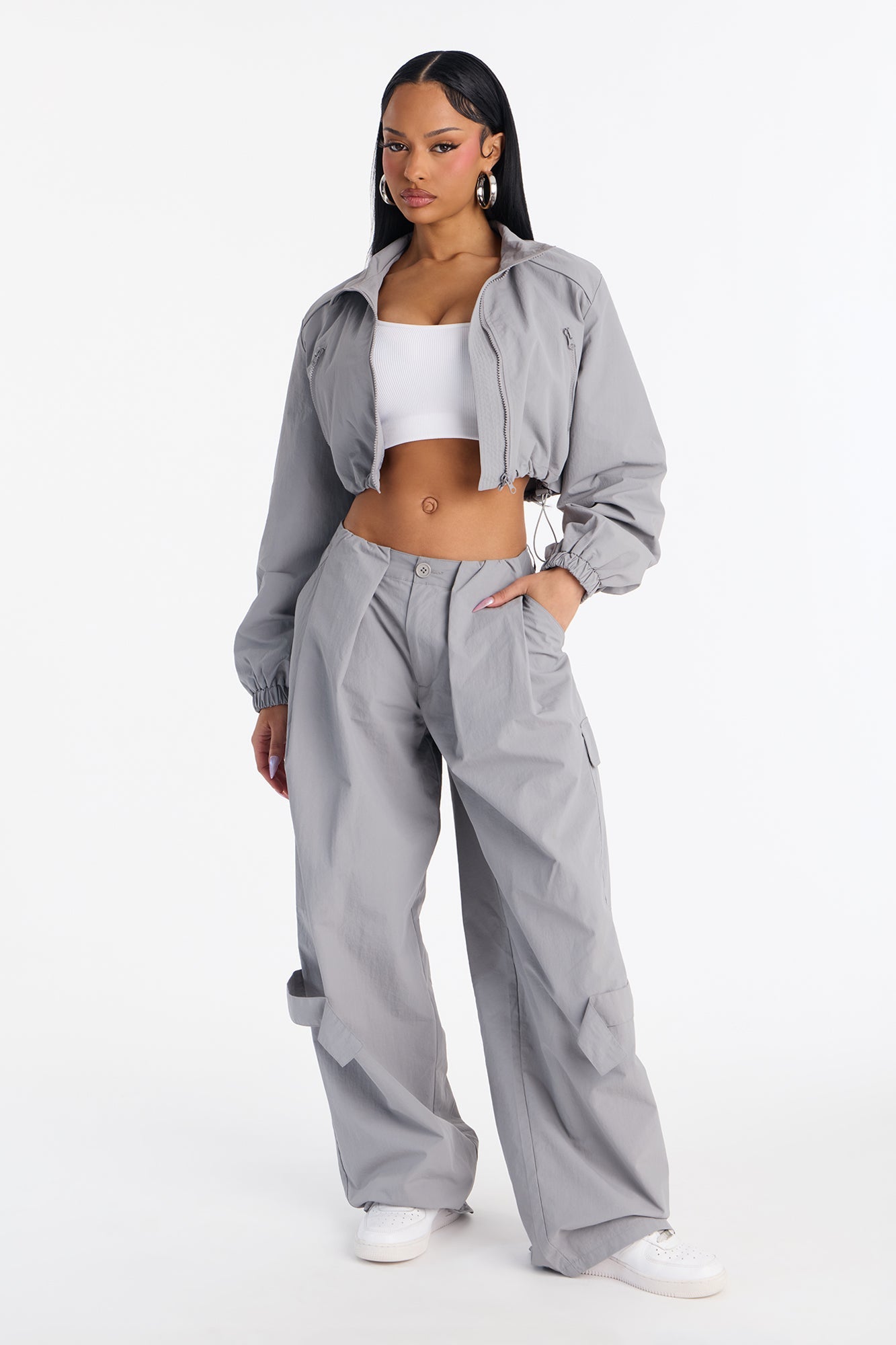 High Standards Windbreaker Zip Up Jacket - Grey