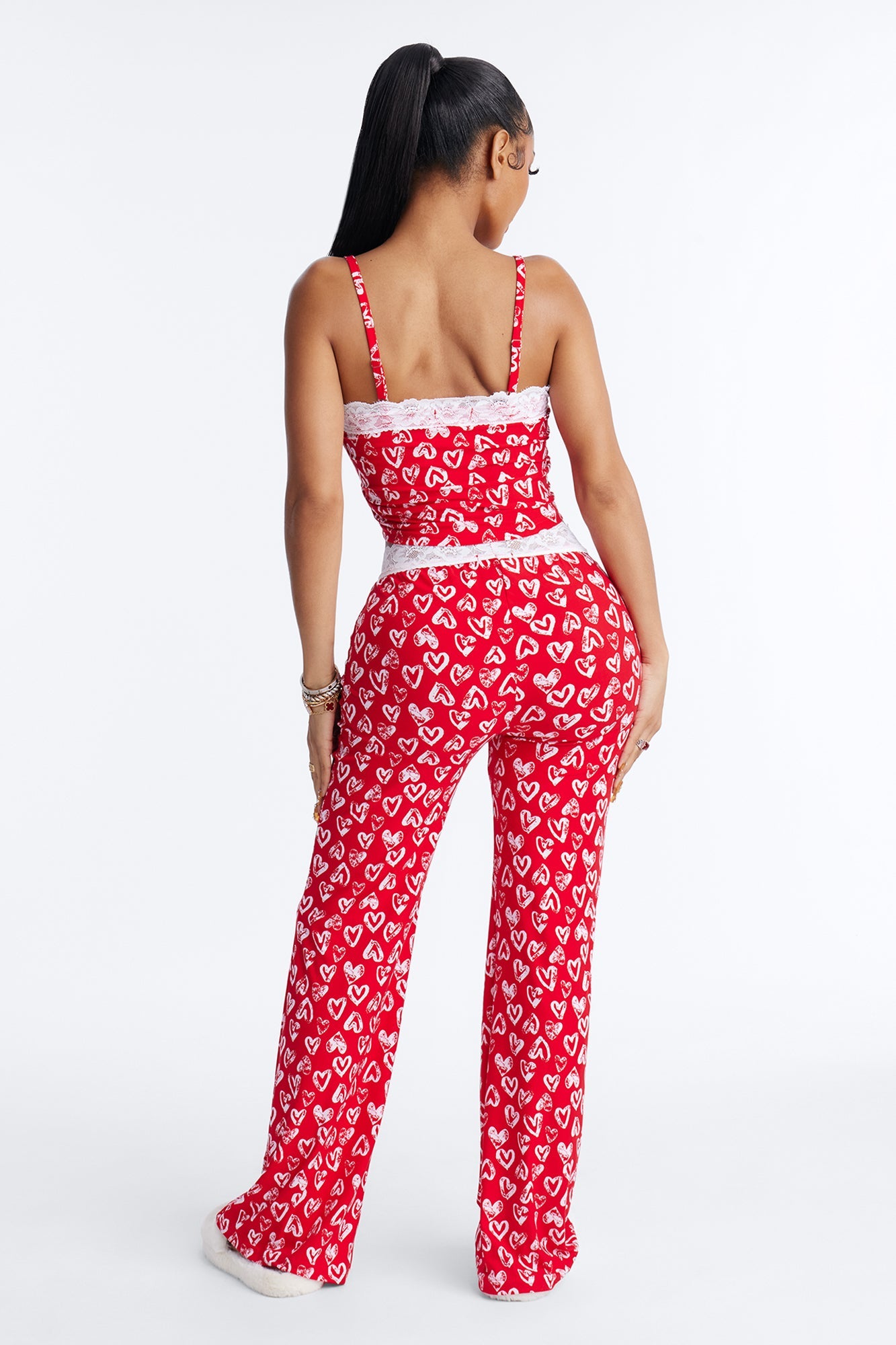 Love Everywhere Cami PJ Pant Set - Red/White