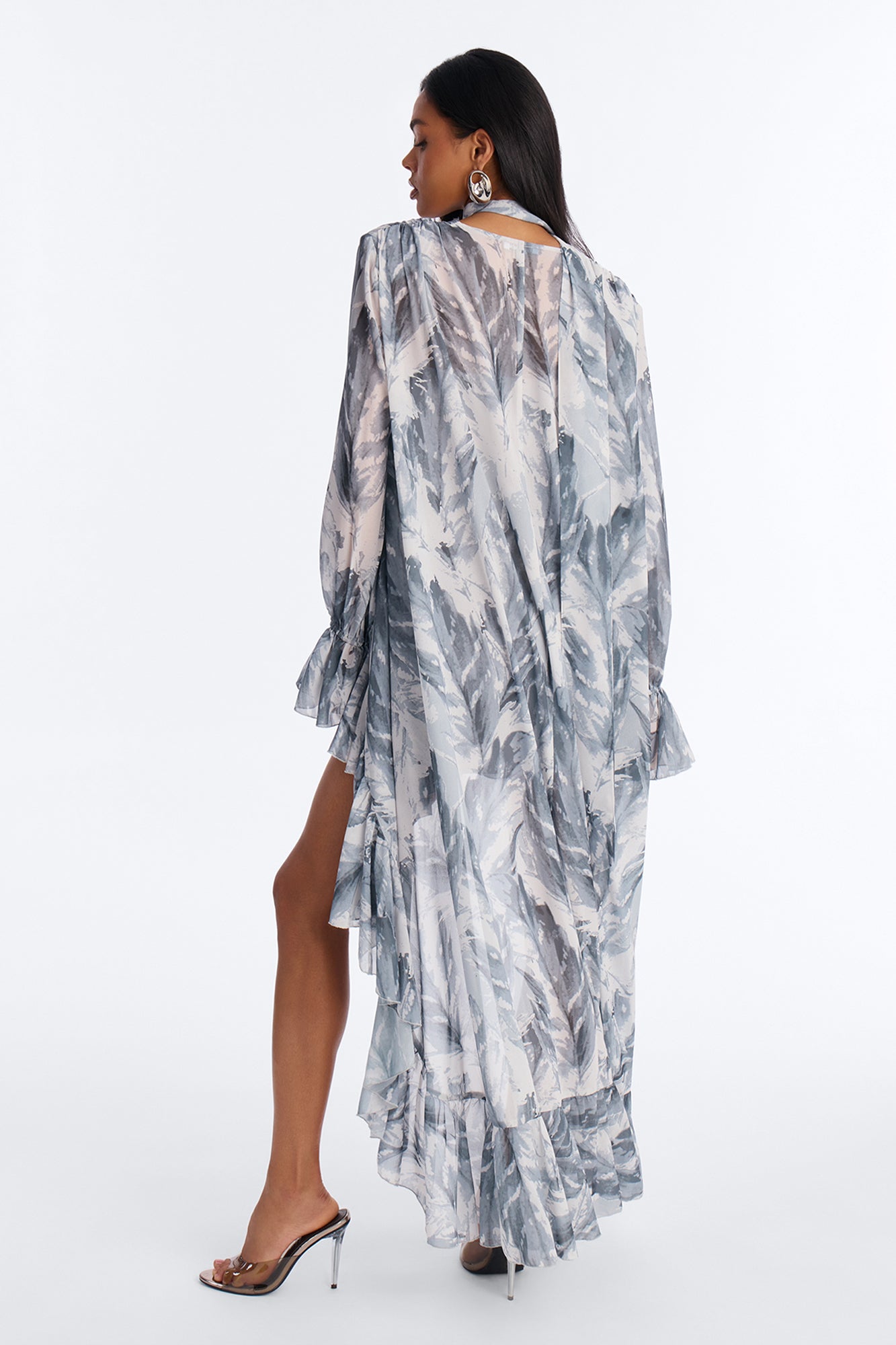 Demi High Low Chiffon Mini Dress - Grey/combo