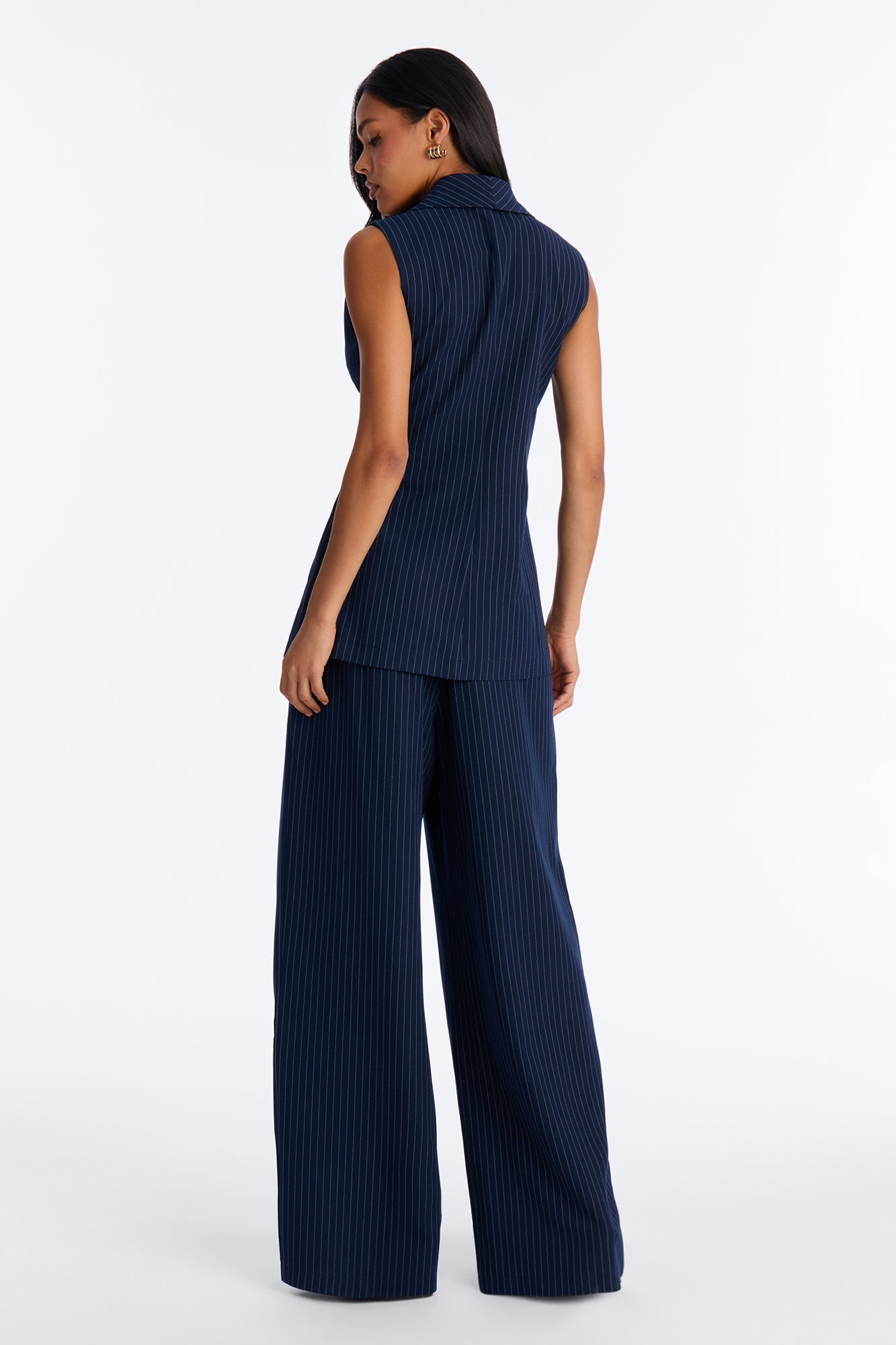 Caroline Pinstripe Vest Pant Set - Navy