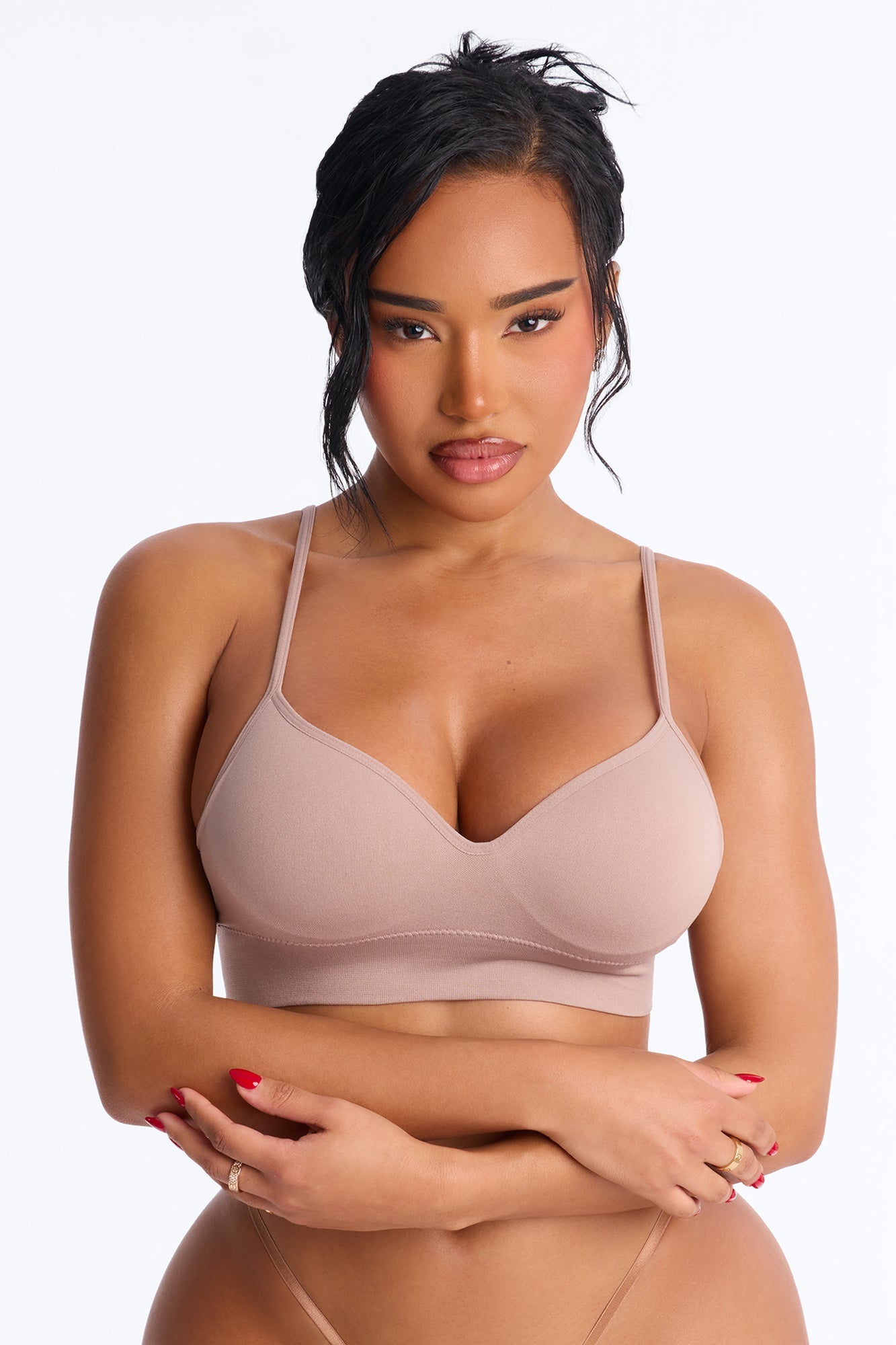Close For Comfort Seamless Wireless Deep Plunge Bra - Brown