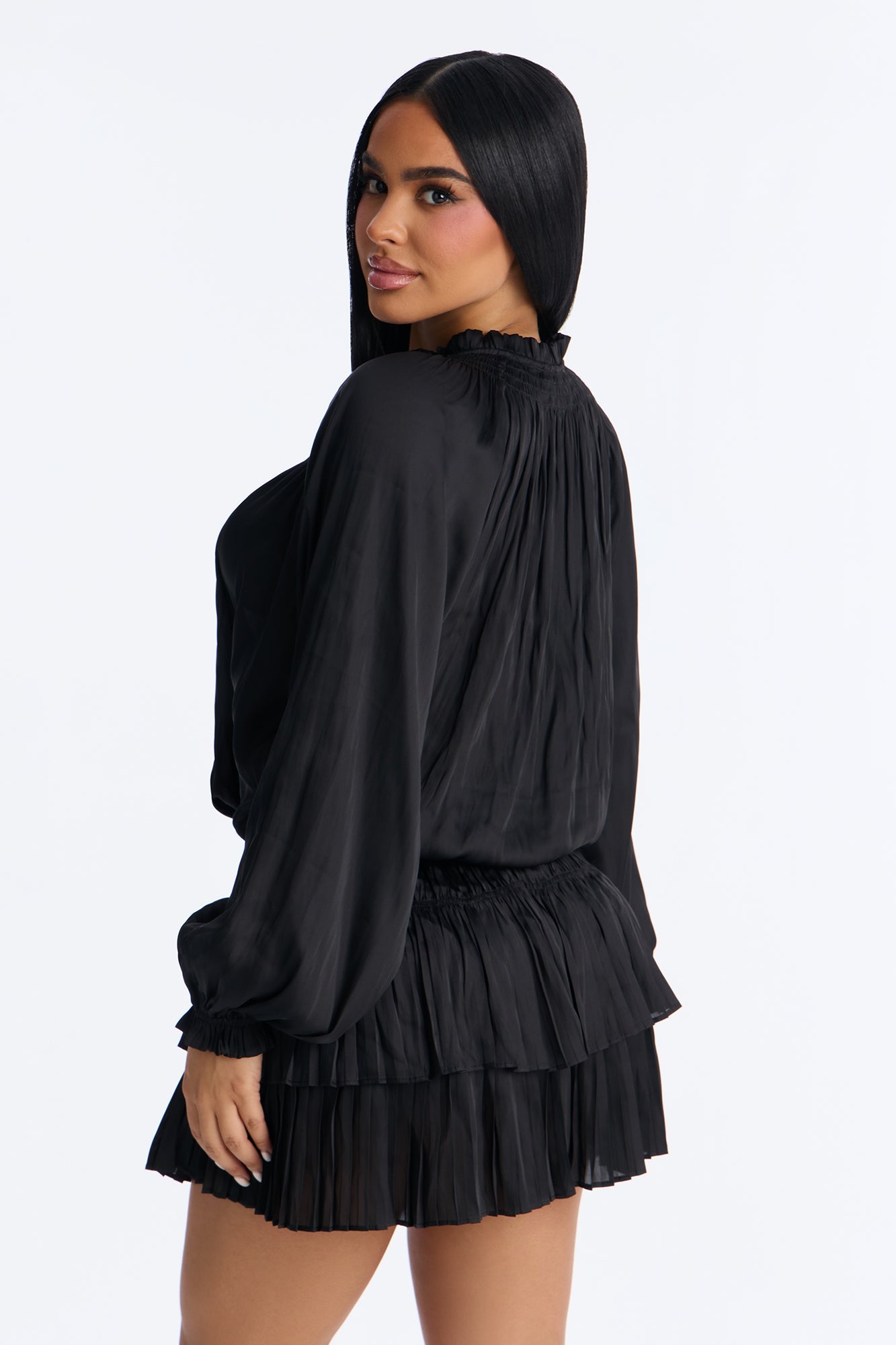 Keep It Cordial Satin Mini Dress - Black