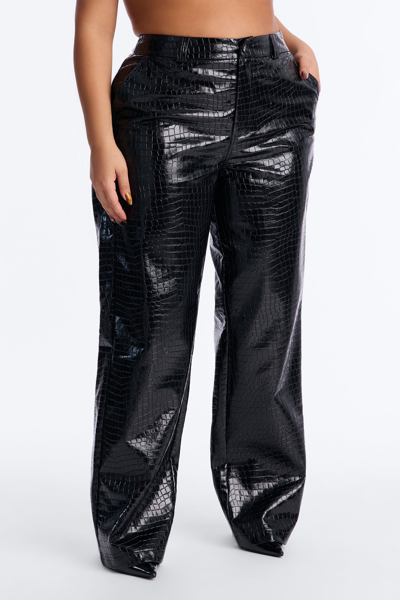 Gianna Faux Leather Straight Leg Pant - Black