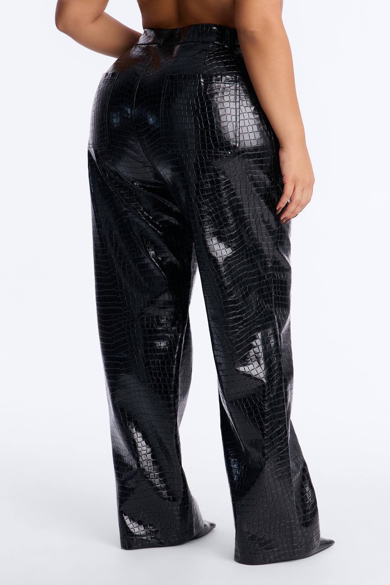 Gianna Faux Leather Straight Leg Pant - Black