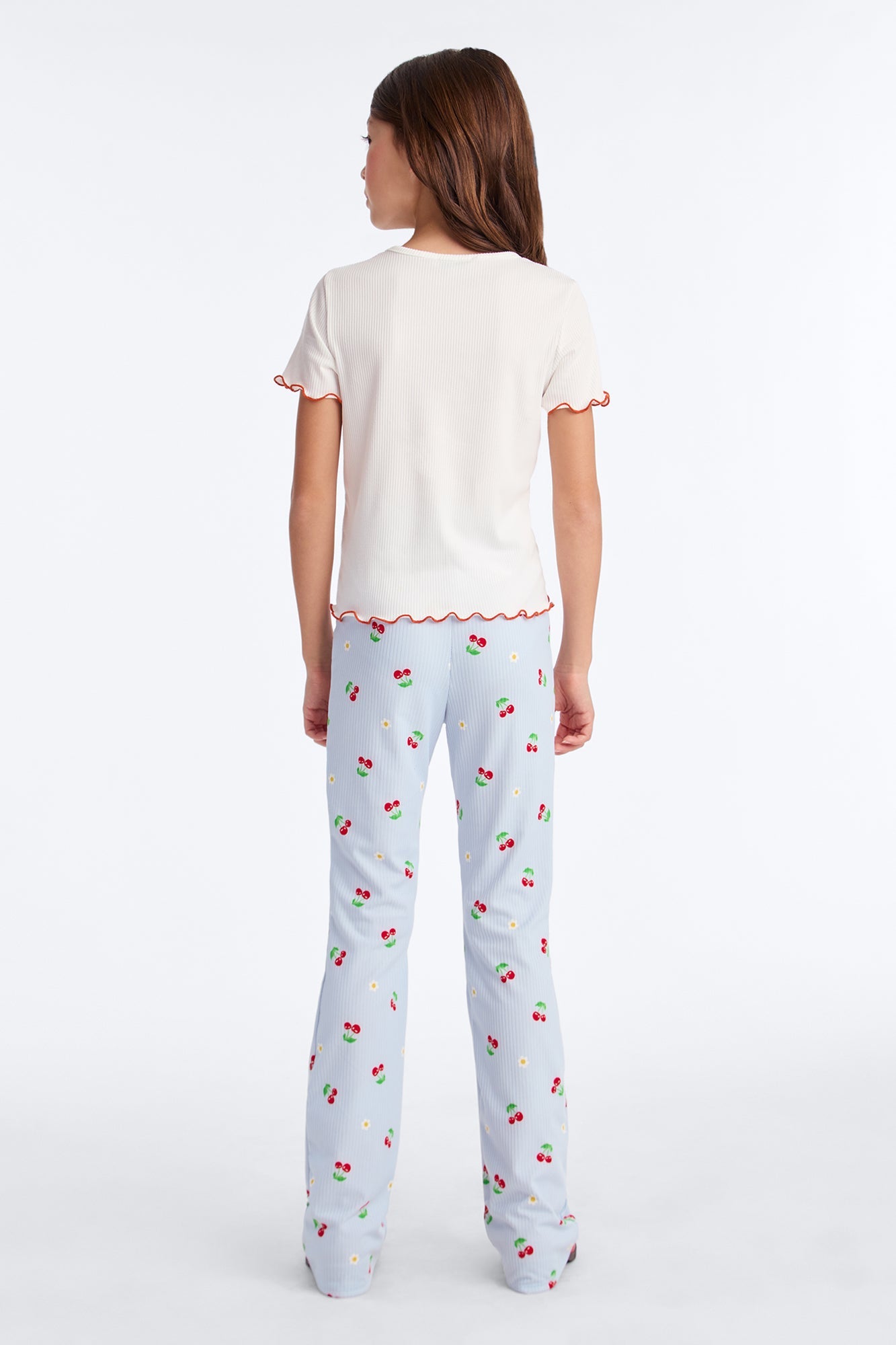 Mini Cherry On Top Flare Leg Pant Set - Blue/combo