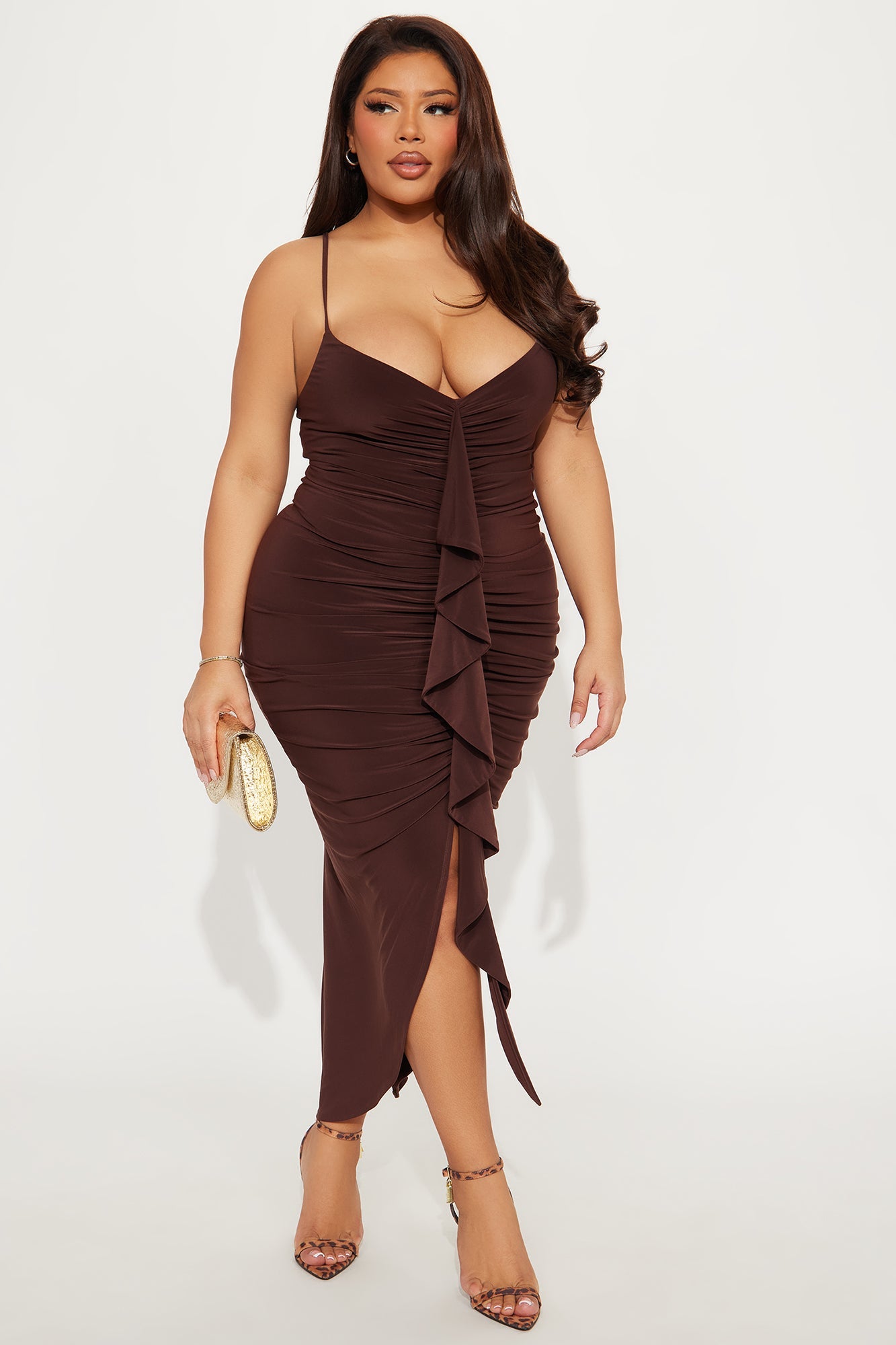 Gloria Midi Dress - Chocolate