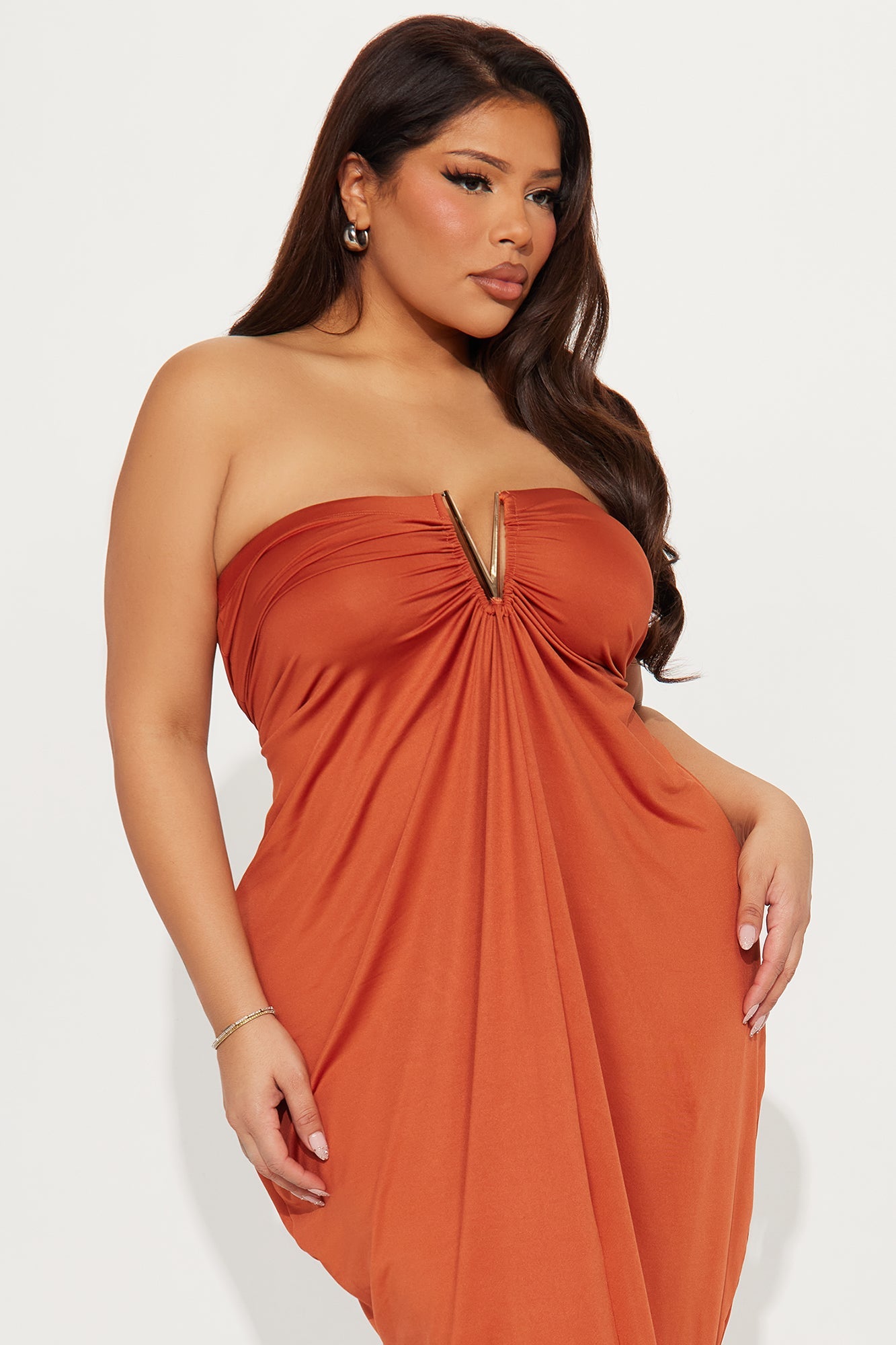 Noelle Strapless Maxi Dress - Cognac
