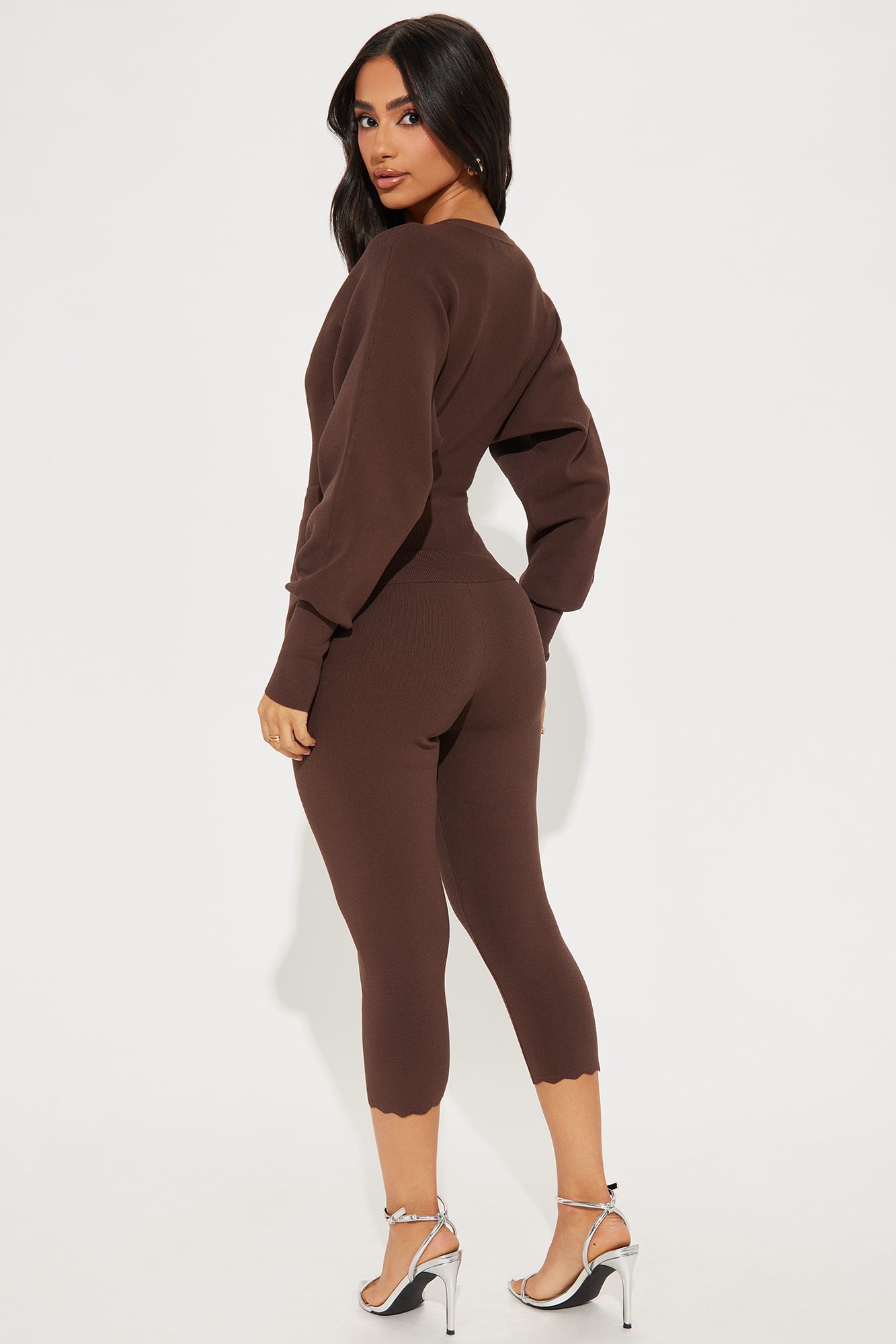Livia Sweater Capri Set - Chocolate