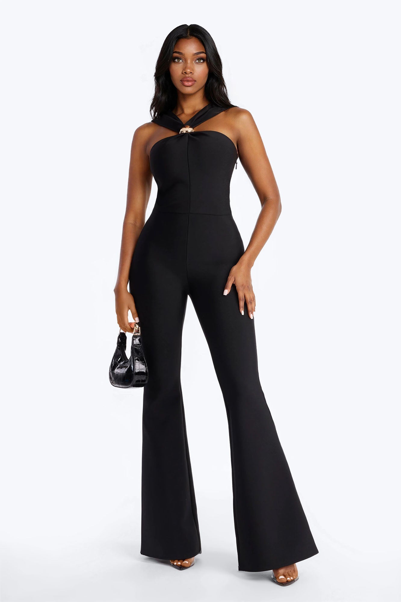 Belen Bandage Flare Jumpsuit - Black