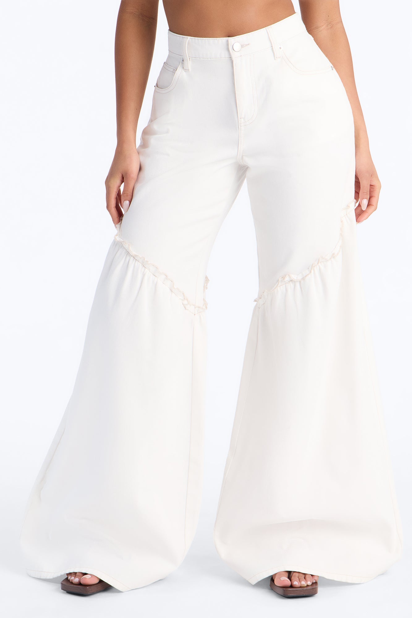 Baja Babe Seaming Wide Leg Jeans - White