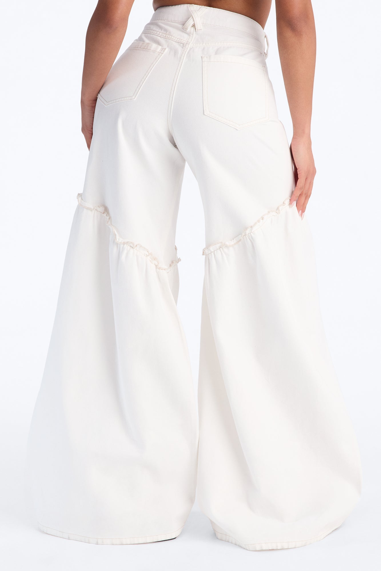 Baja Babe Seaming Wide Leg Jeans - White
