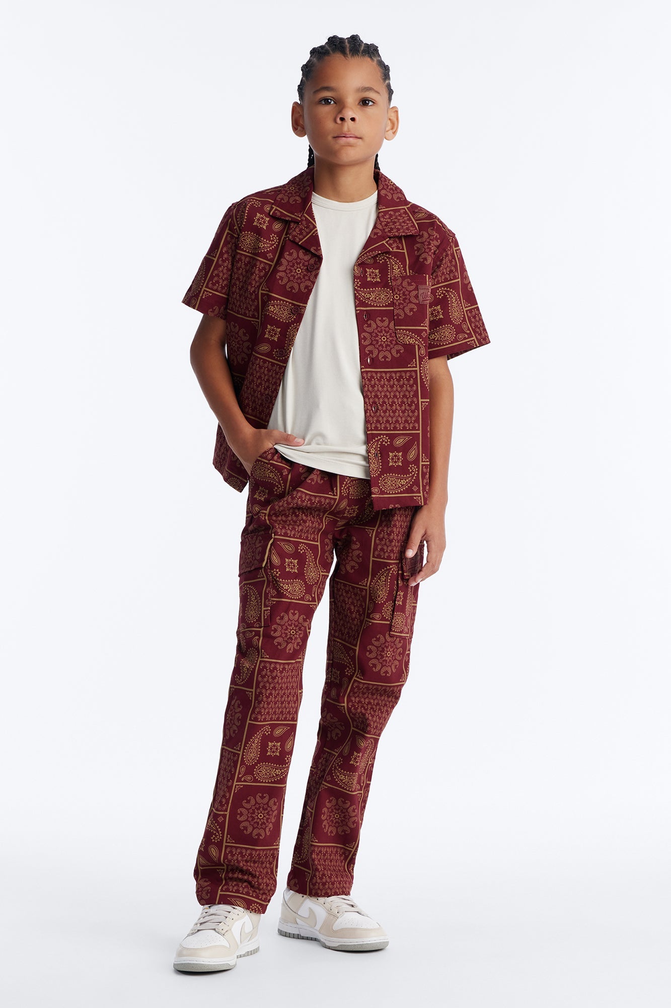 Mini Slim Clinton Hill Mosaic Twill Cargo Pant - Burgundy