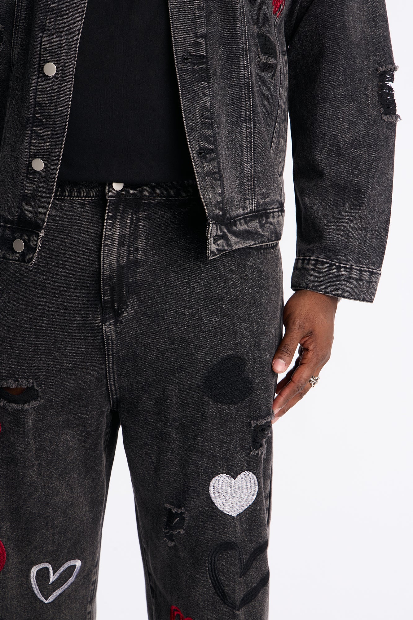 Baggy Hearts In The Air Jean - Black Wash