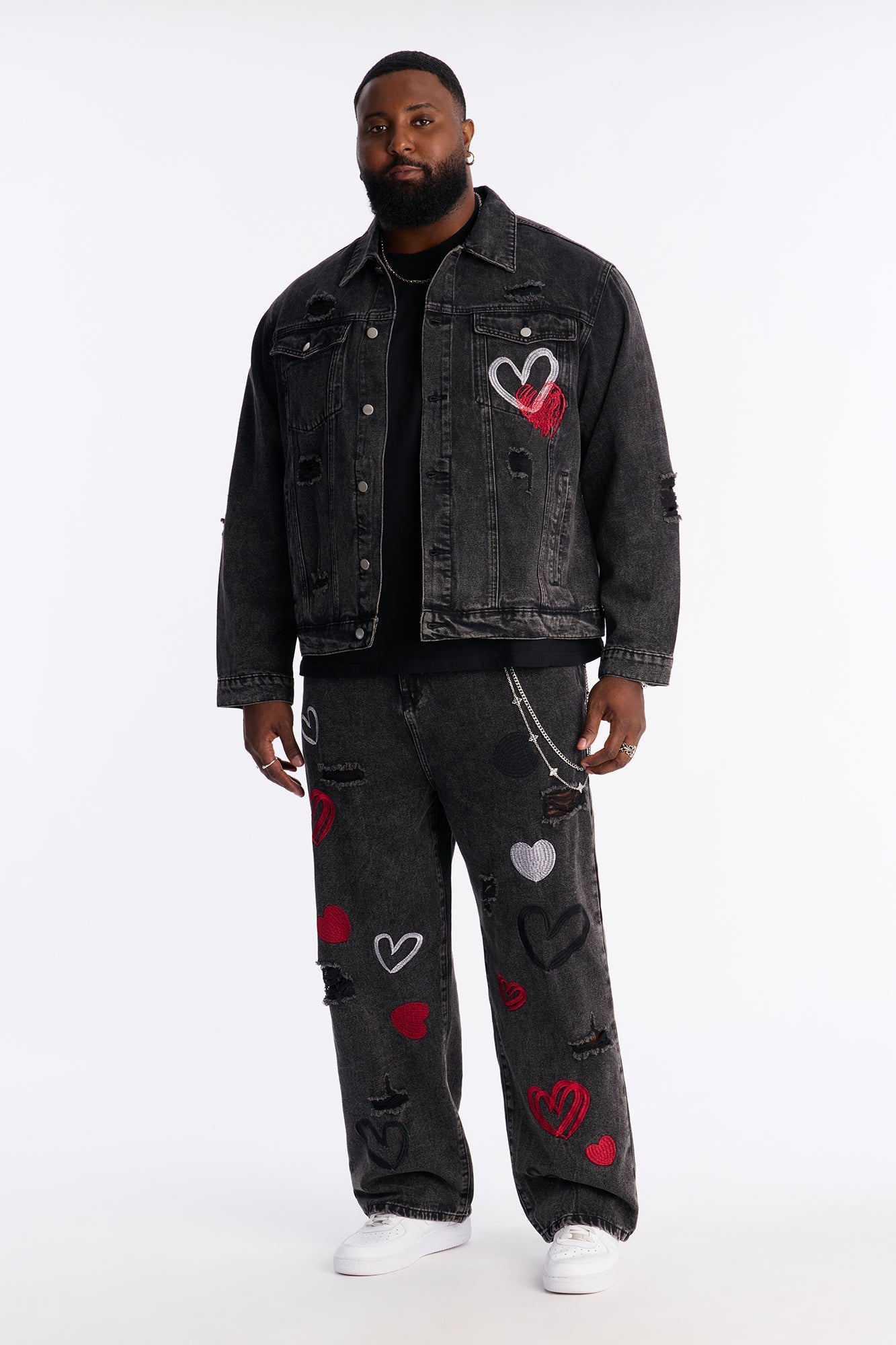 Baggy Hearts In The Air Jean - Black Wash