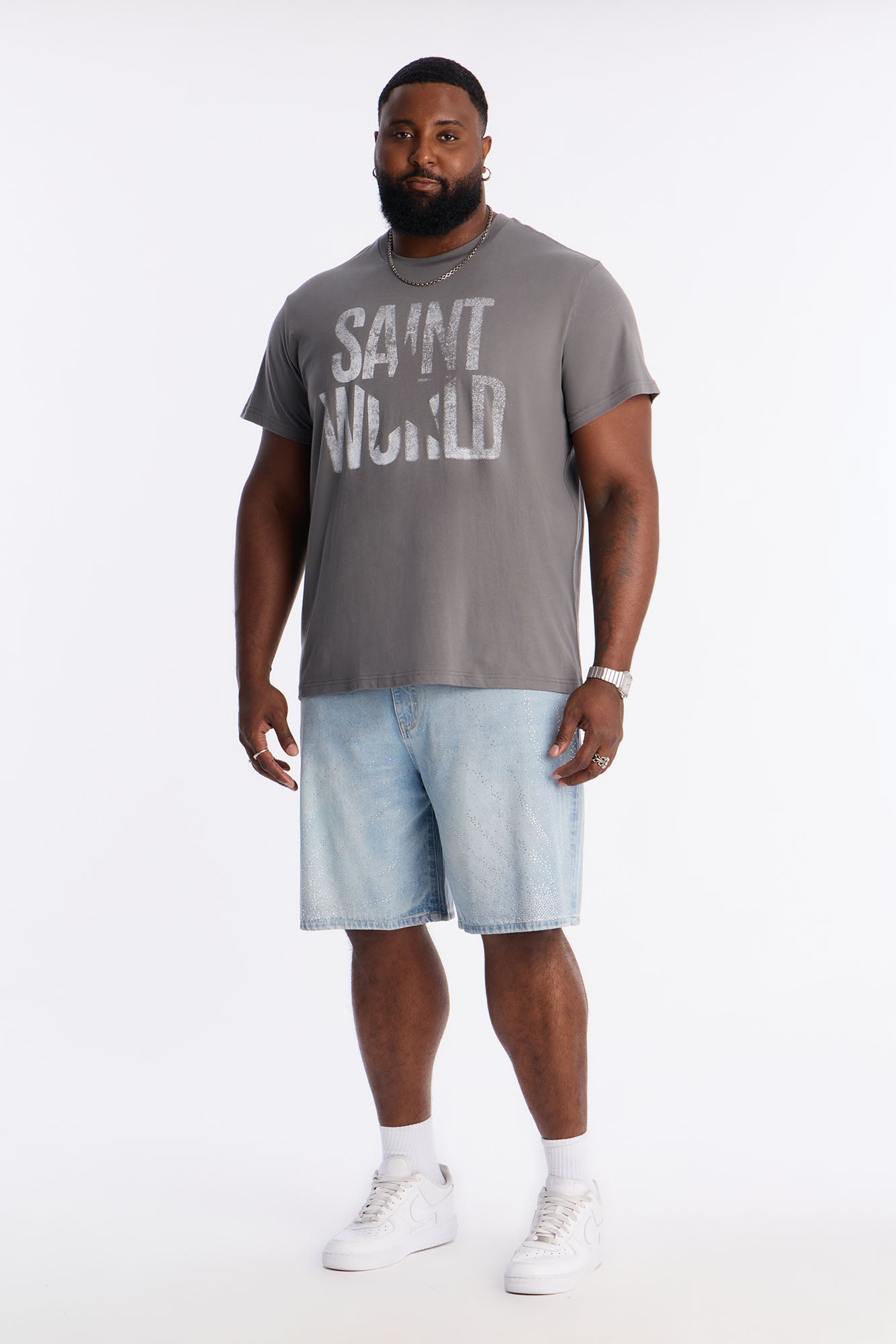 Saint World Star Boxy Graphic Short Sleeve Tee - Charcoal